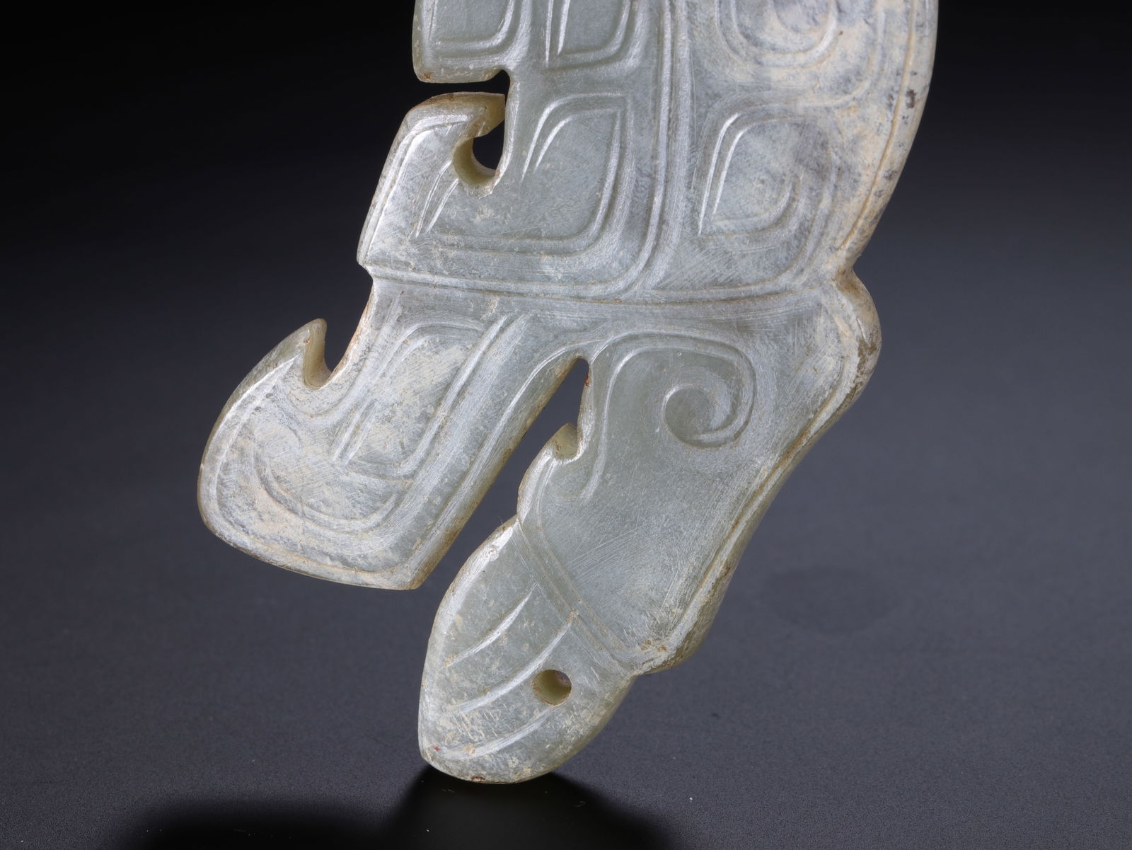 Jade Carved Bird Shape Beast Face Pattern Bi - 3