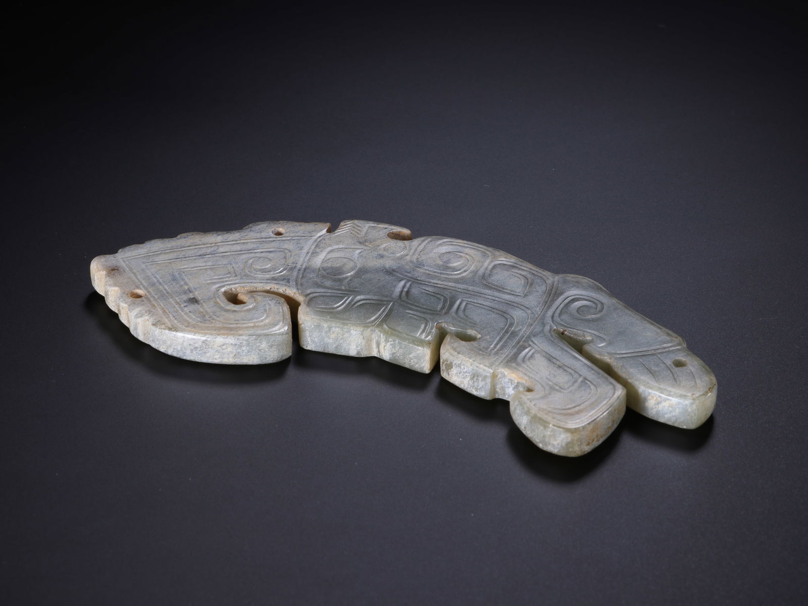 Jade Carved Bird Shape Beast Face Pattern Bi - 4