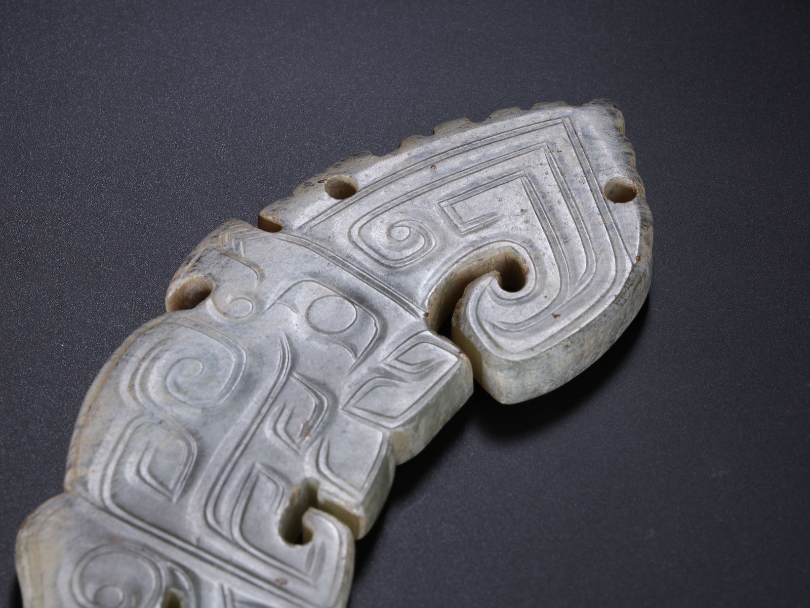 Jade Carved Bird Shape Beast Face Pattern Bi - 6