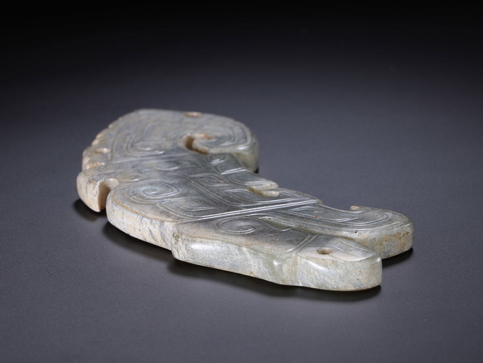 Jade Carved Bird Shape Beast Face Pattern Bi - 7