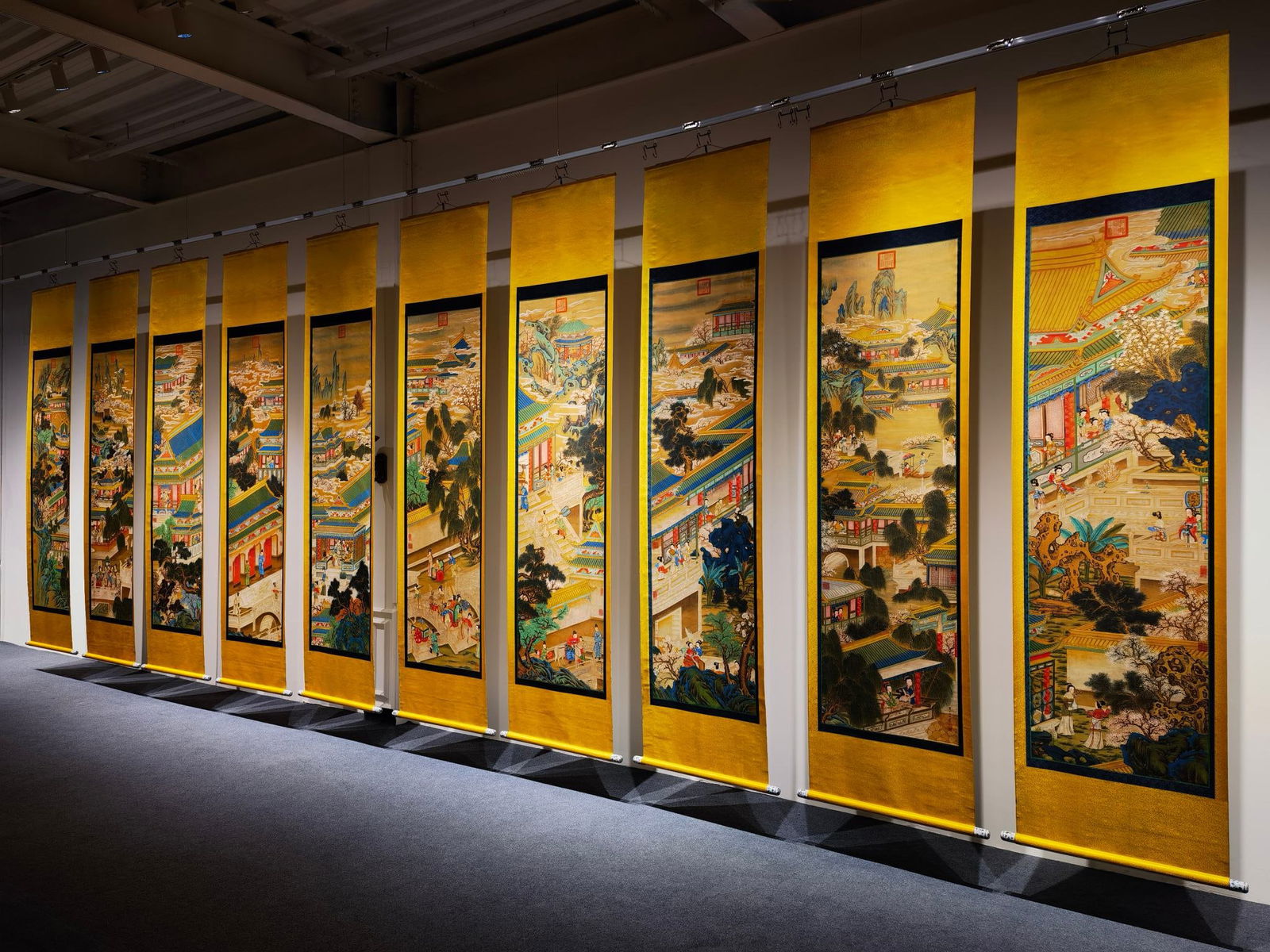 Group of Ten Chinese Drawing Character Story Painting,Qiu Ying Mark: Group of Ten Chinese Drawing Character Story Painting,Qiu Ying Mark (216 x 61cm)