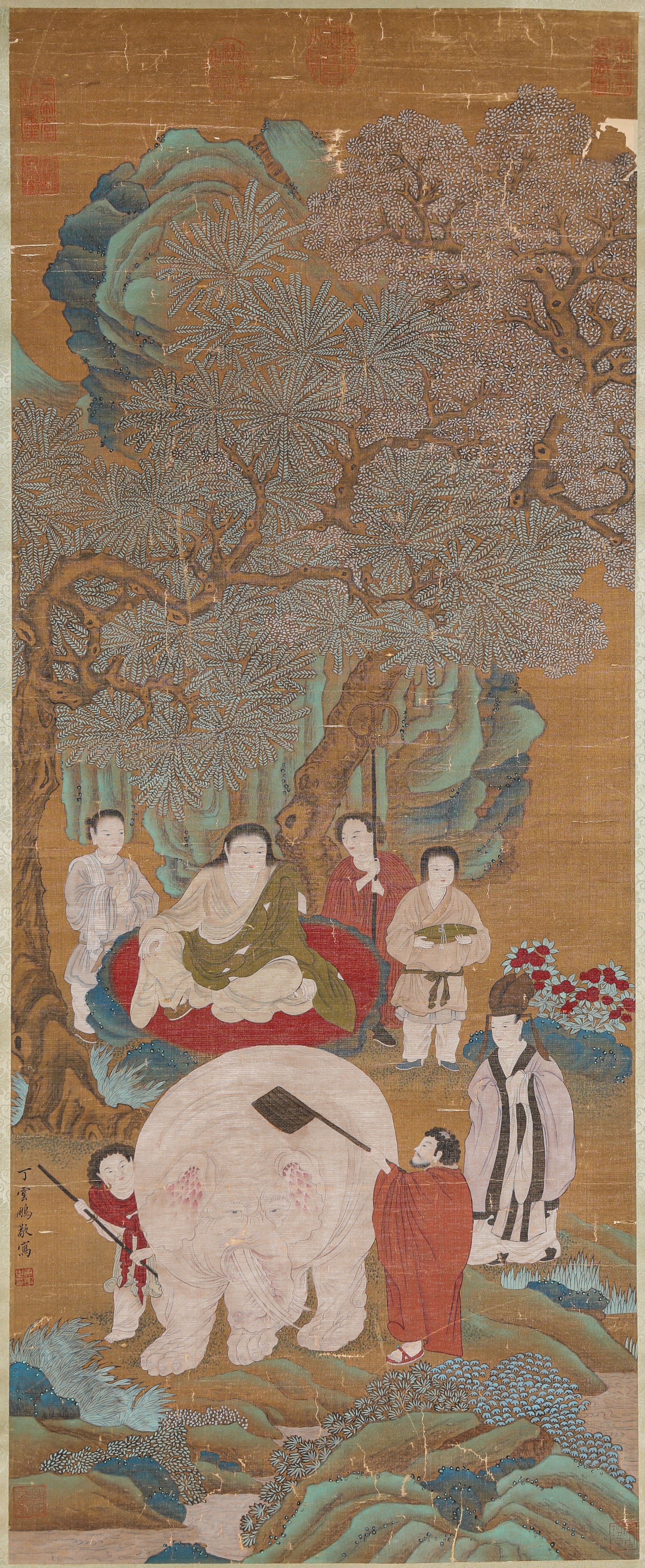 Ding Yunpeng (1547-1628), attributed to, Washing the Elephant: Ding Yunpeng (1547-1628), attributed to, Washing the Elephant (40 x 99cm)