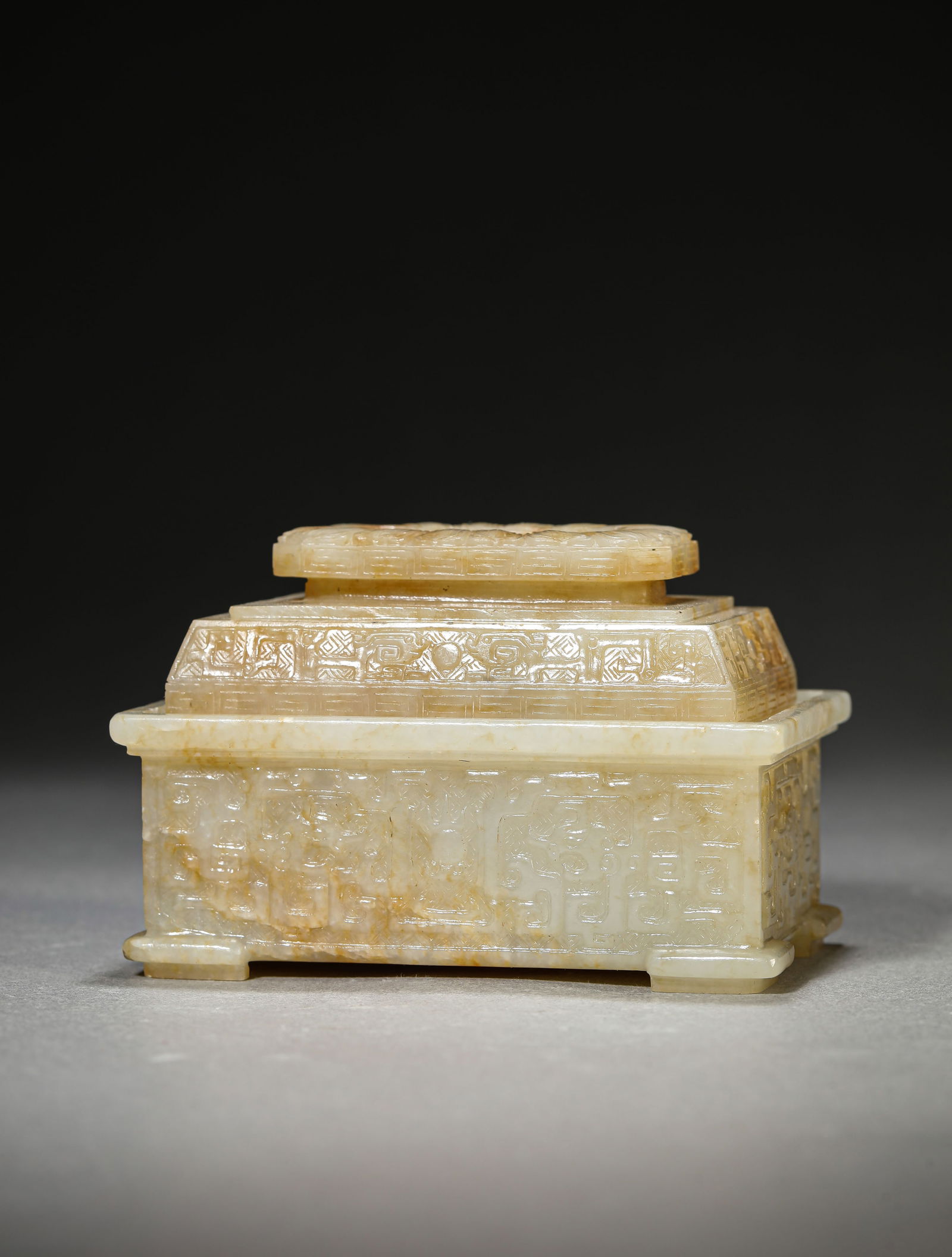 A Jade Covered Box: A Jade Covered Box (9.6 x 6.3 x 6.3cm)