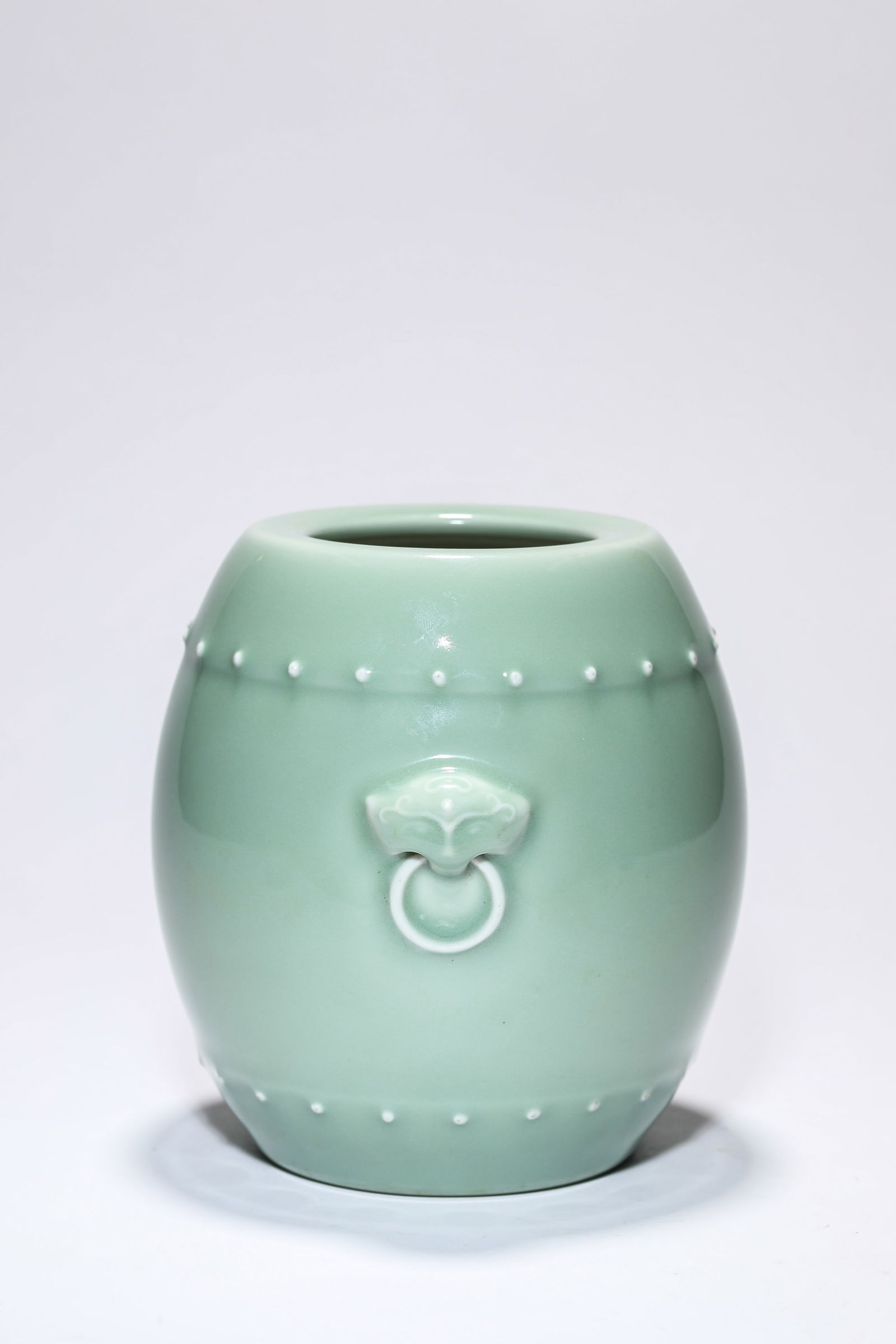 A Bean-Green-Glazed 'Drum-Form' Jar - 2