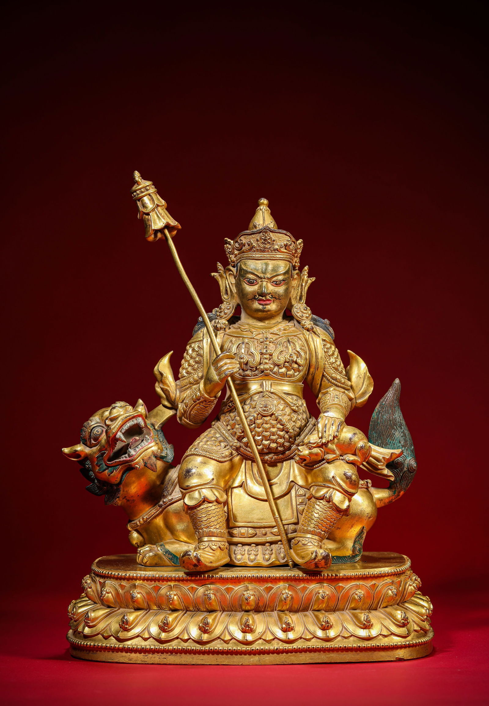 A Gilt-Bronze Figure of Vaishravana: A Gilt-Bronze Figure of Vaishravana (22.3 x 13.3 x 30cm,Weight 6.85kg)