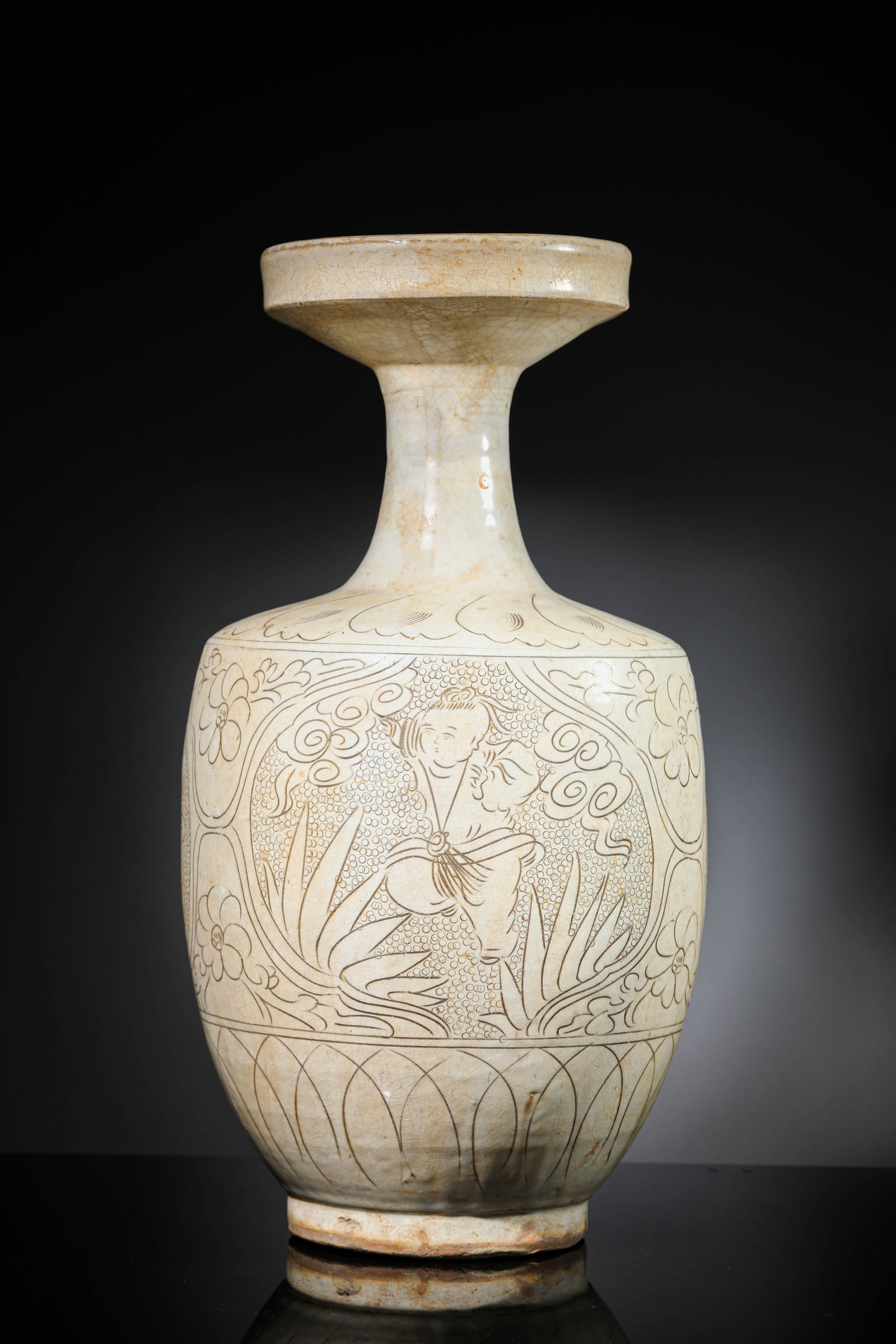 A Cizhou-Type 'Carved Children at Play' Vase: A Cizhou-Type 'Carved Children at Play' Vase (22.9 x 43.3cm)