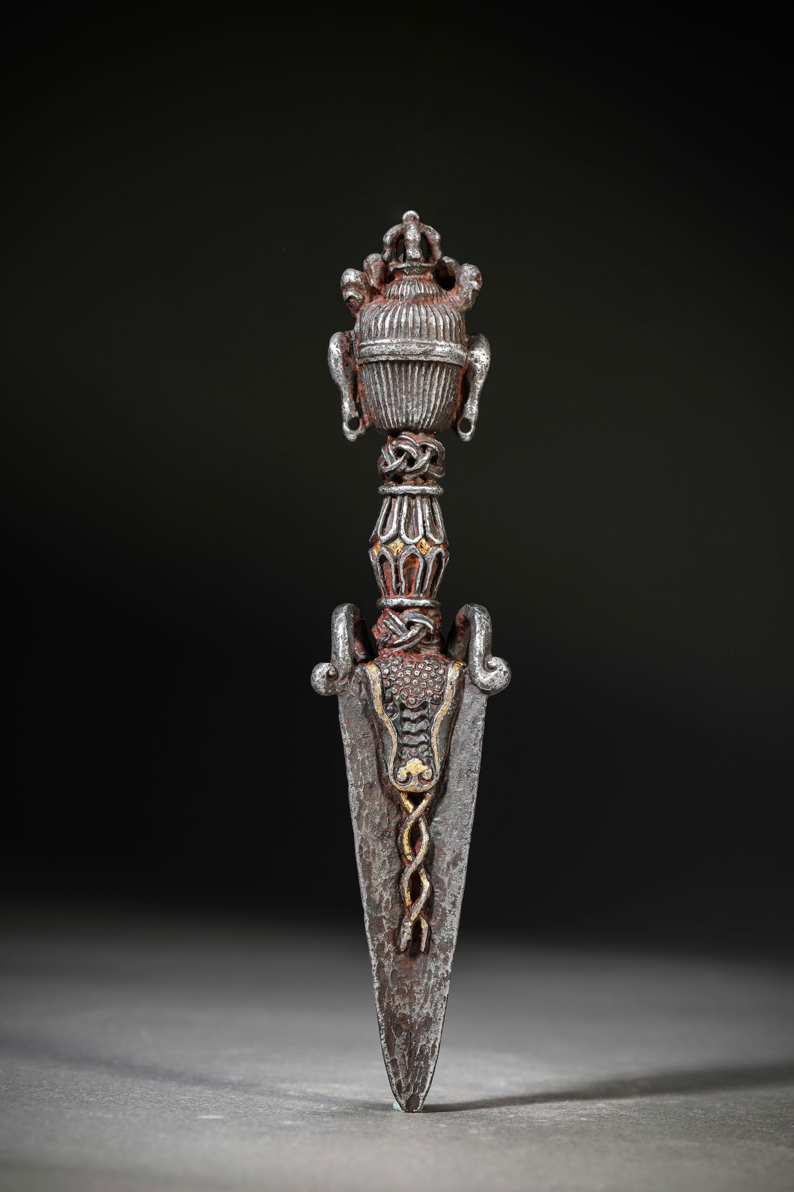 An Iron and Gold Champlevé Phurba - 2