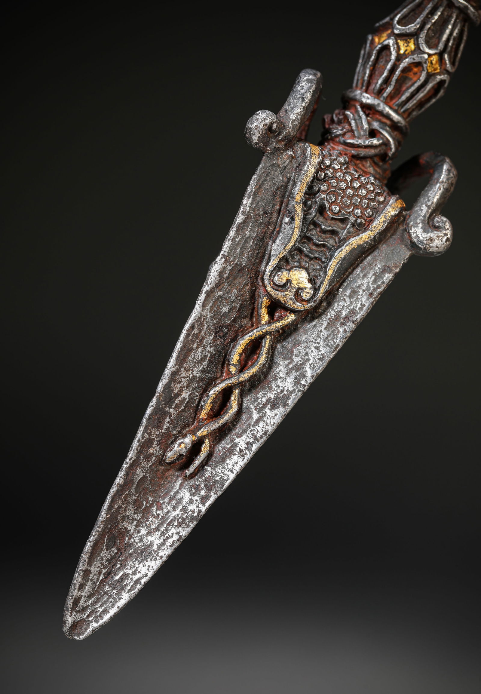 An Iron and Gold Champlevé Phurba - 5