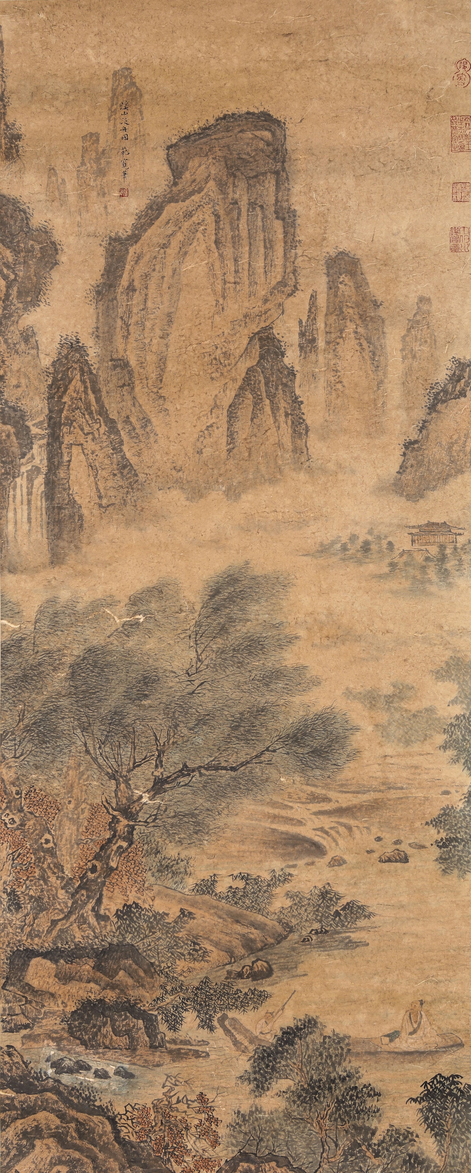 Fan Kuan (act. 10th century), attributed to, Boating on a Mountain Stream: Fan Kuan (act. 10th century), attributed to, Boating on a Mountain Stream (48.5 x 121cm)