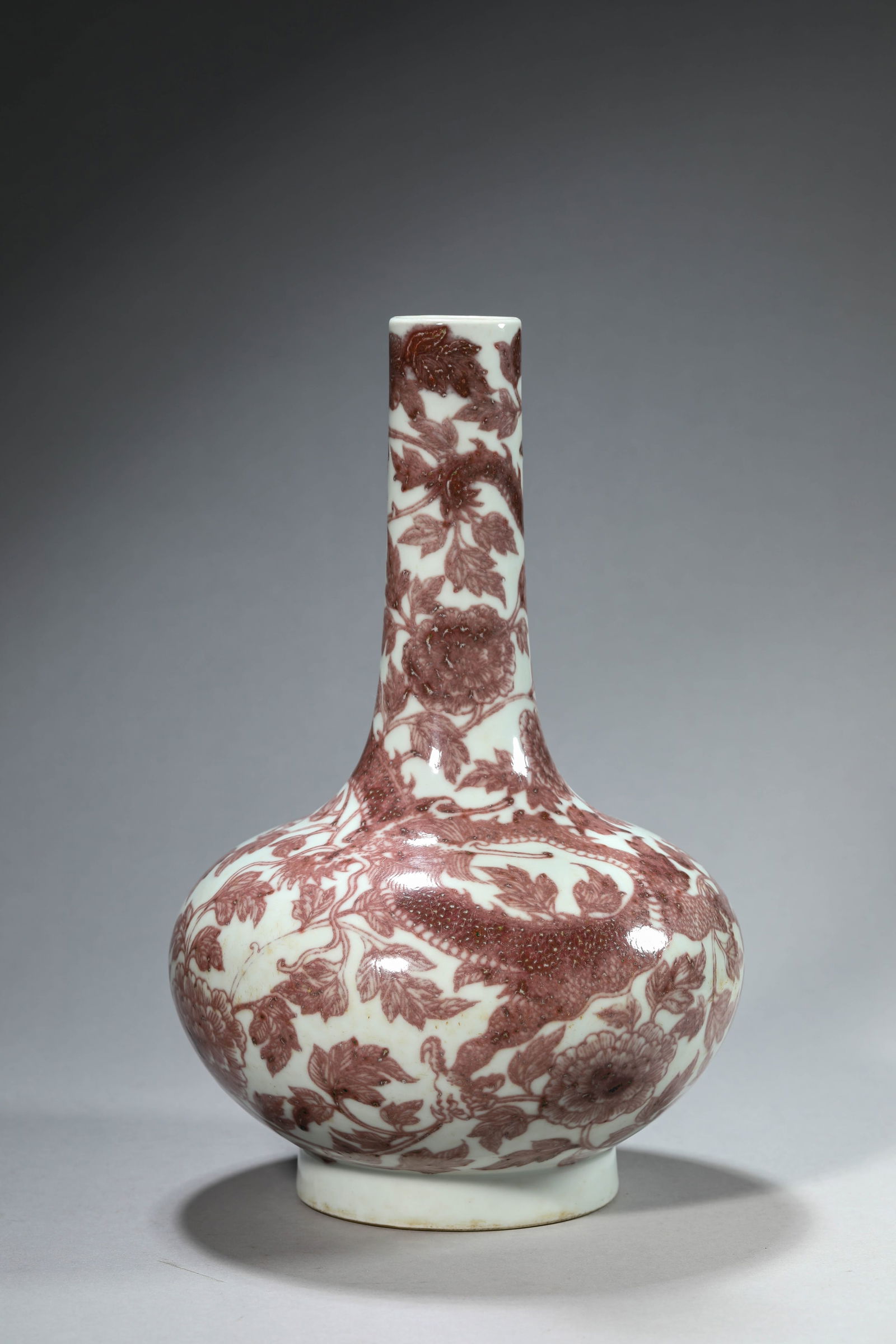 An Underglaze-Red ‘Dragon’ ‘Water-Chestnut’ Vase (1 of 8)