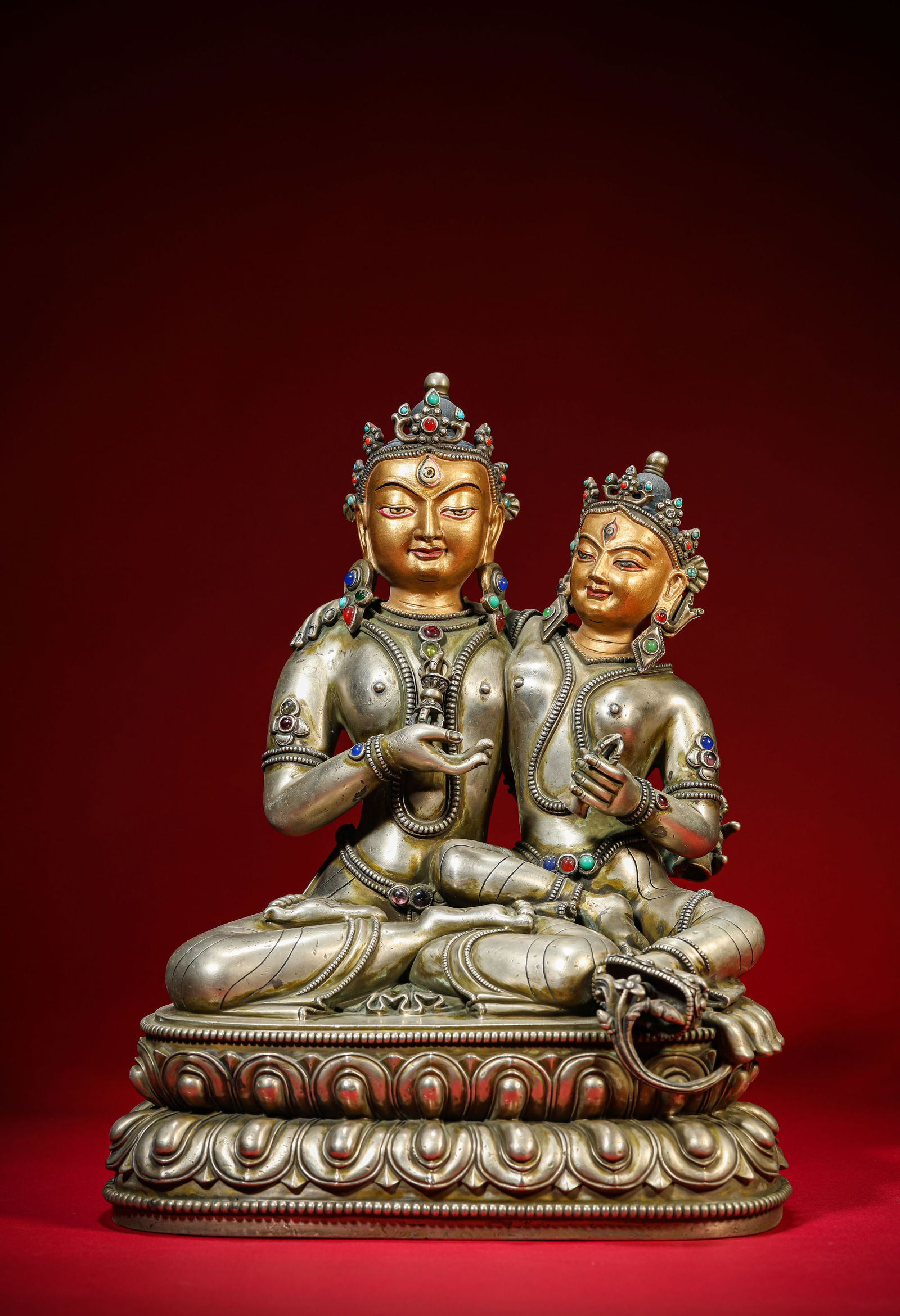 A Tibetan Silver Figure of Vajravarahi: A Tibetan Silver Figure of Vajravarahi (22.7 x 17 x 29.5cm,Weight 7.7kg)