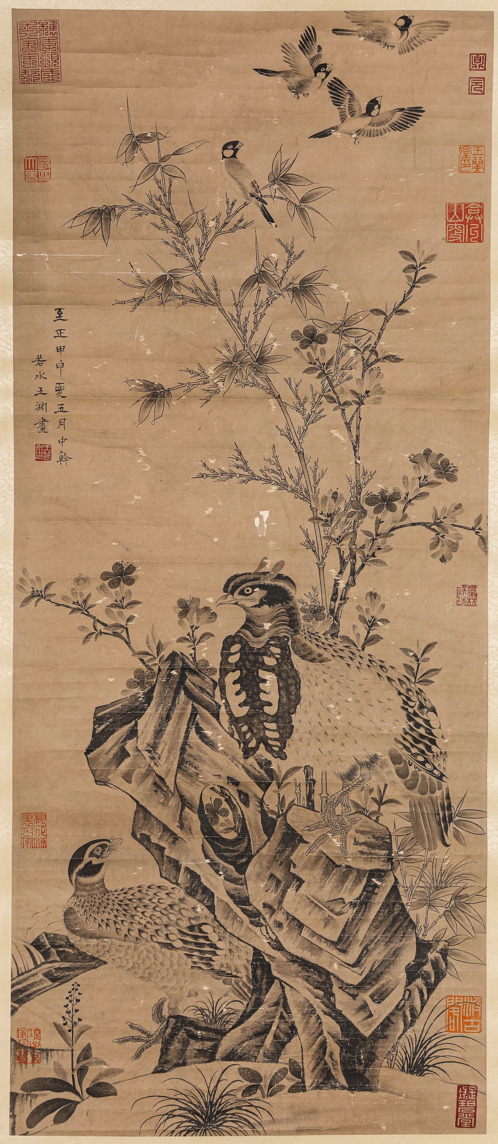 Wang Yuan (act. 14th century), attributed to, Flower-and-Bird: Wang Yuan (act. 14th century), attributed to, Flower-and-Bird (42 x 99cm)