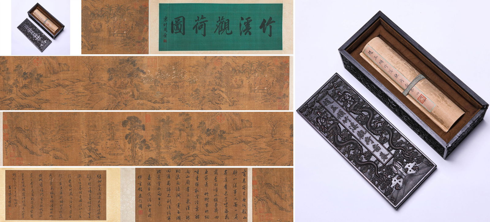 Zhao Mengfu (1254-1322), attributed to, Viewing Lotus by Bamboo Stream Handscroll: Zhao Mengfu (1254-1322), attributed to, Viewing Lotus by Bamboo Stream Handscroll (470 x 30.5cm)