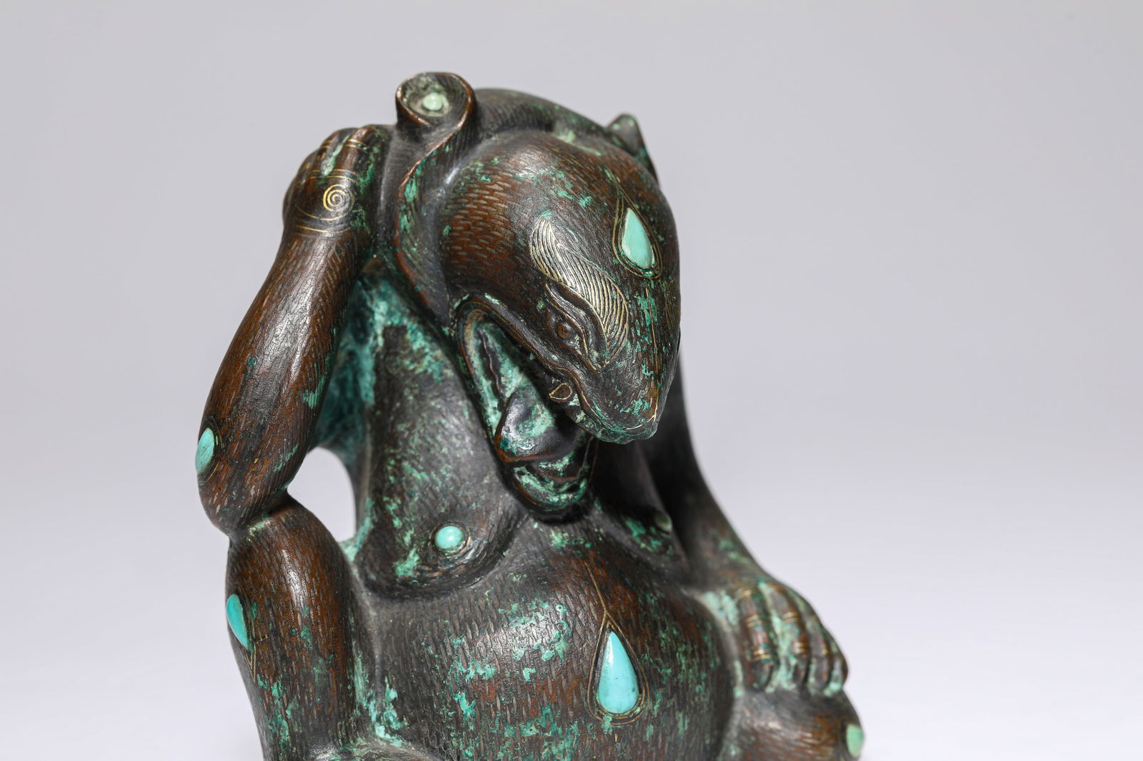 A Turquoise-Inlaid Bronze Bear - 2