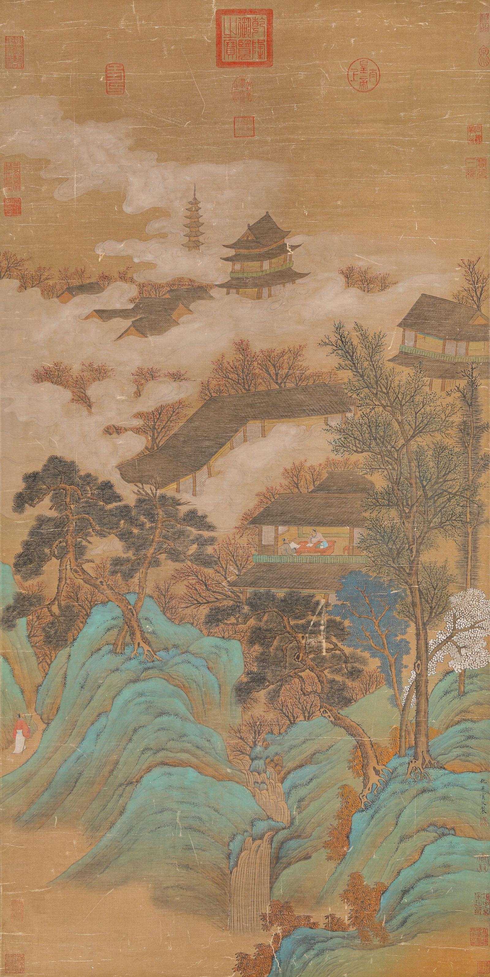 Qiu Ying (1494-1552), attributed to, Celestial Mountains and Pavilions: Qiu Ying (1494-1552), attributed to, Celestial Mountains and Pavilions (69 x 136.5cm)