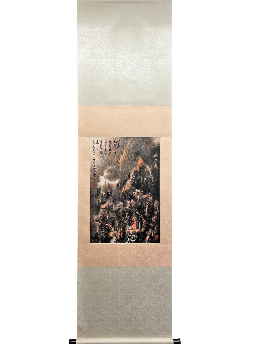 A CHINESE HAND PAINTING WITH THE MARK OF LI KERAN: A CHINESE HAND PAINTING WITH THE MARK OF LI KERAN 68*44CM