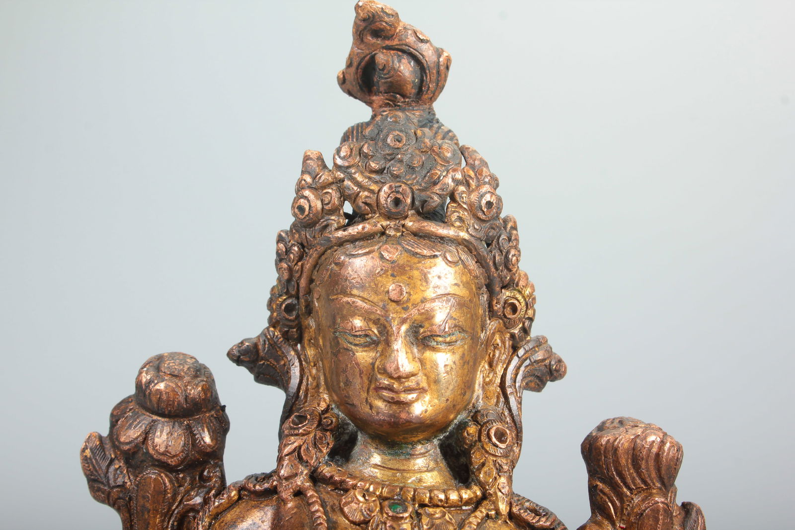A COPPER GREEN TARA STATUE - 2