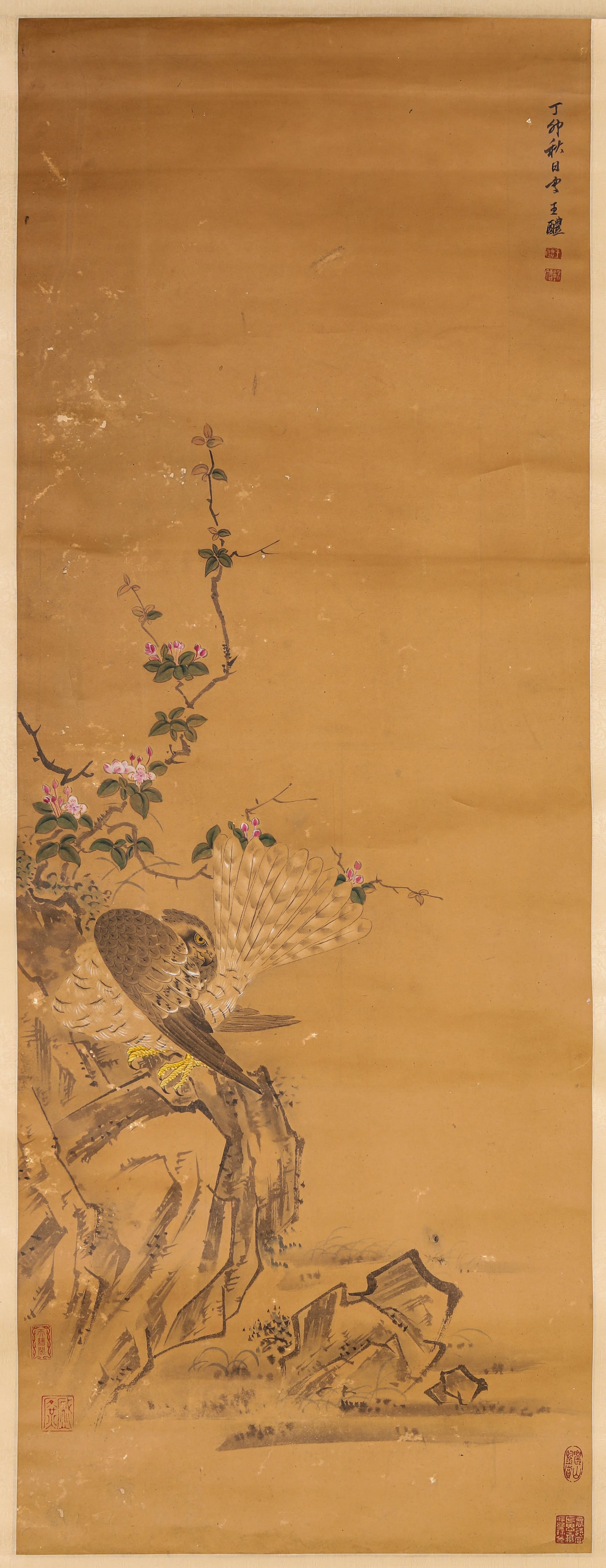 A CHINESE HAND PAINTING WITH THE MARK OF WANG LI: A CHINESE HAND PAINTING WITH THE MARK OF WANG LI 127*48CM