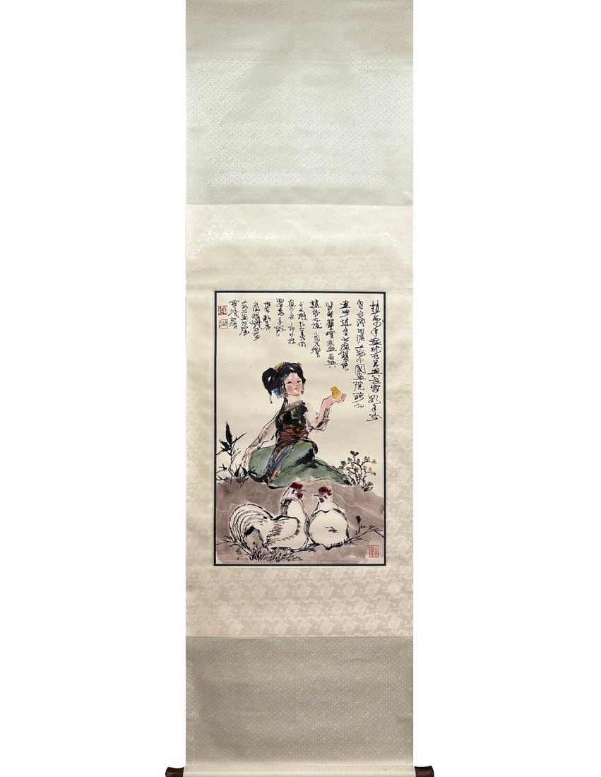 A CHINESE HAND PAINTING WITH THE MARK OF CHENG SHIFA: A CHINESE HAND PAINTING WITH THE MARK OF CHENG SHIFA 68*41CM