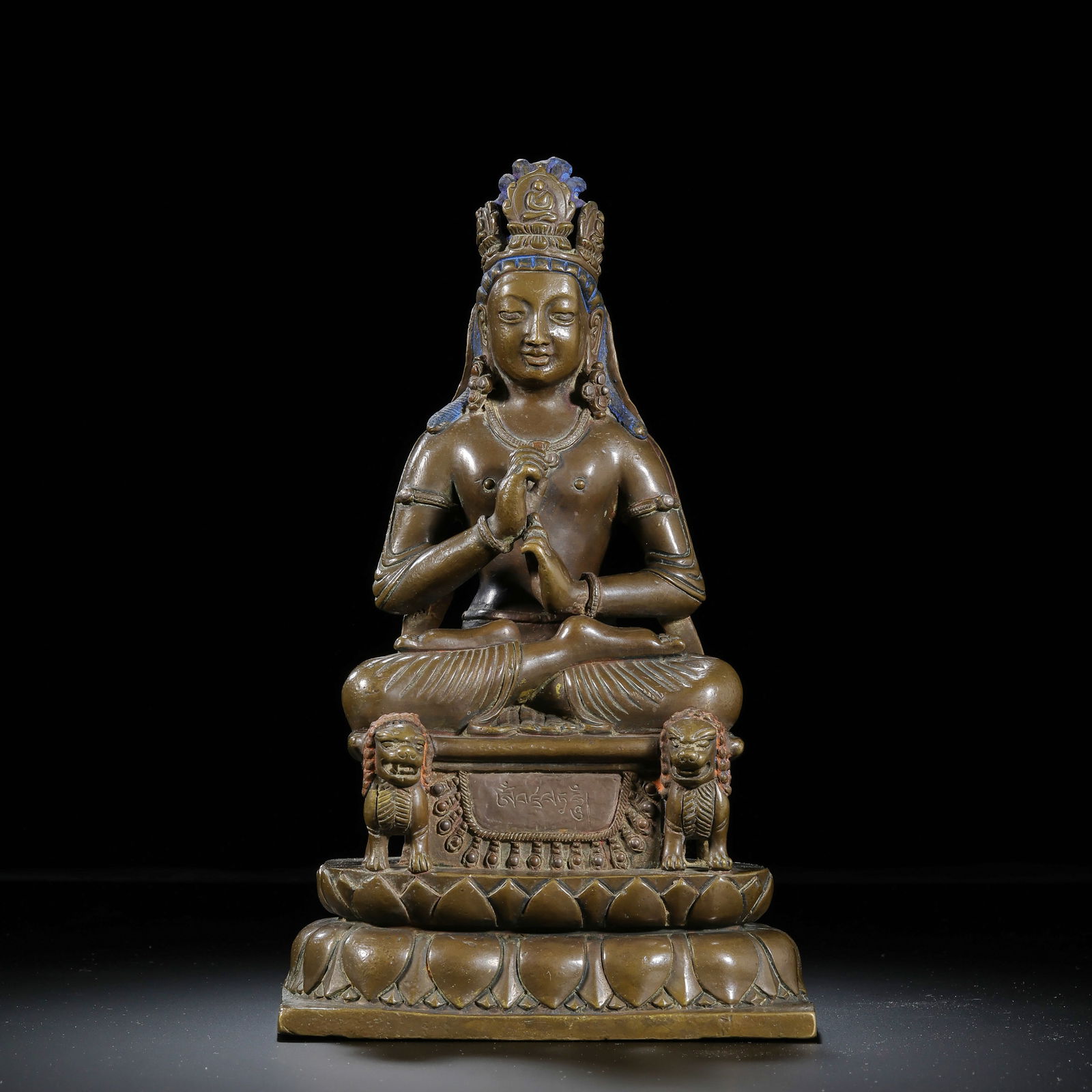 AN ALLOYED COPPER FIGURE OF MANJUSHRI BODHISATTVA (1 of 15)