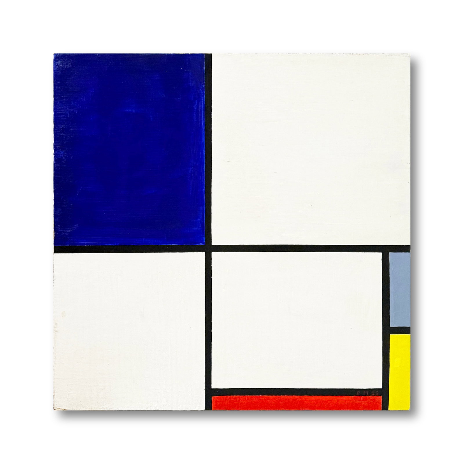 AN OIL PAINTING ON CANVAS WITH THE MARK OF PIET MONDRIAN: AN OIL PAINTING ON CANVAS WITH THE MARK OF PIET MONDRIAN 49.5*49.5CM