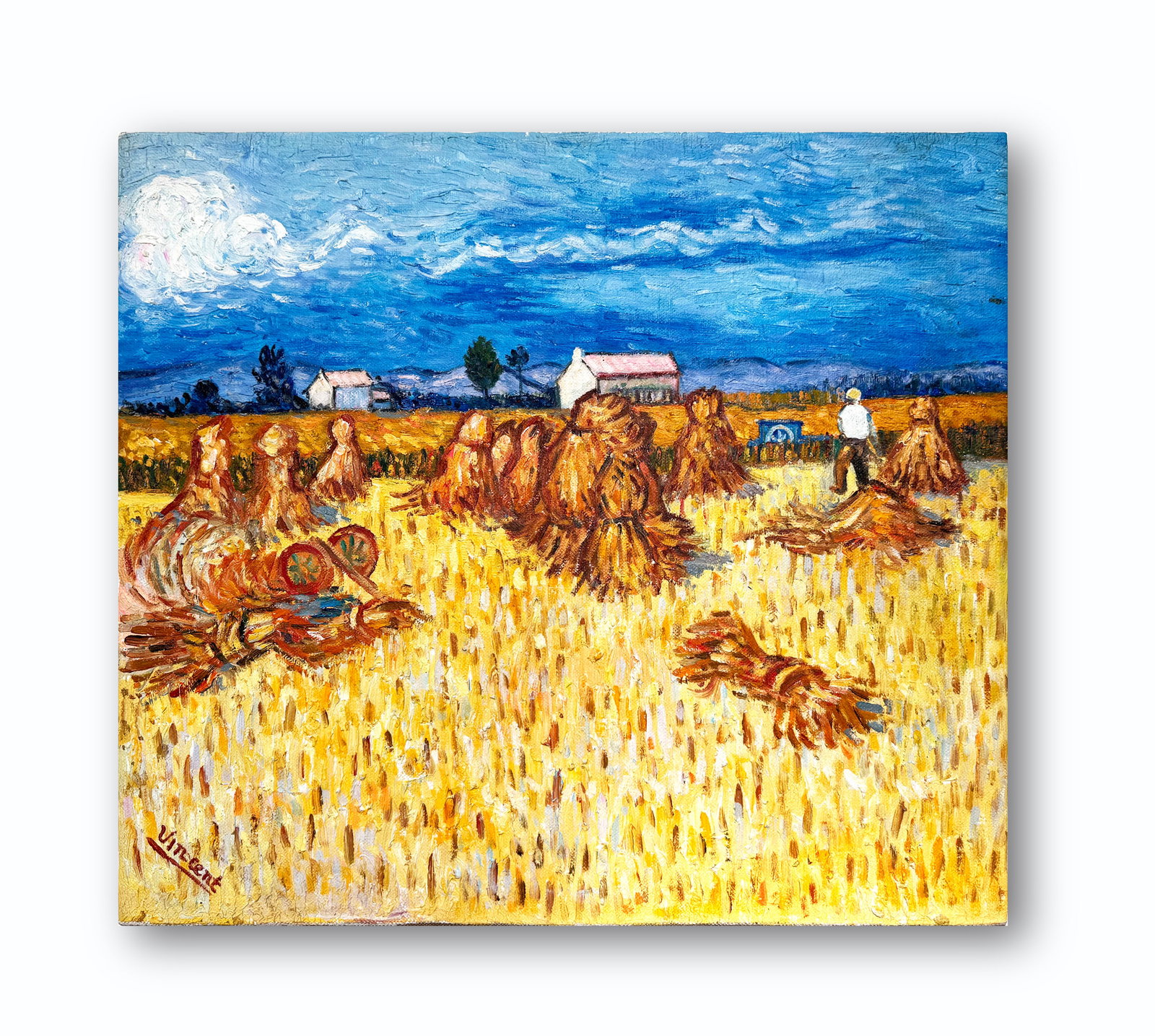 AN OIL PAINTING ON CANVAS WITH THE MARK OF VINCENT VAN GOGH: AN OIL PAINTING ON CANVAS WITH THE MARK OF VINCENT VAN GOGH 49.7*55.8CM