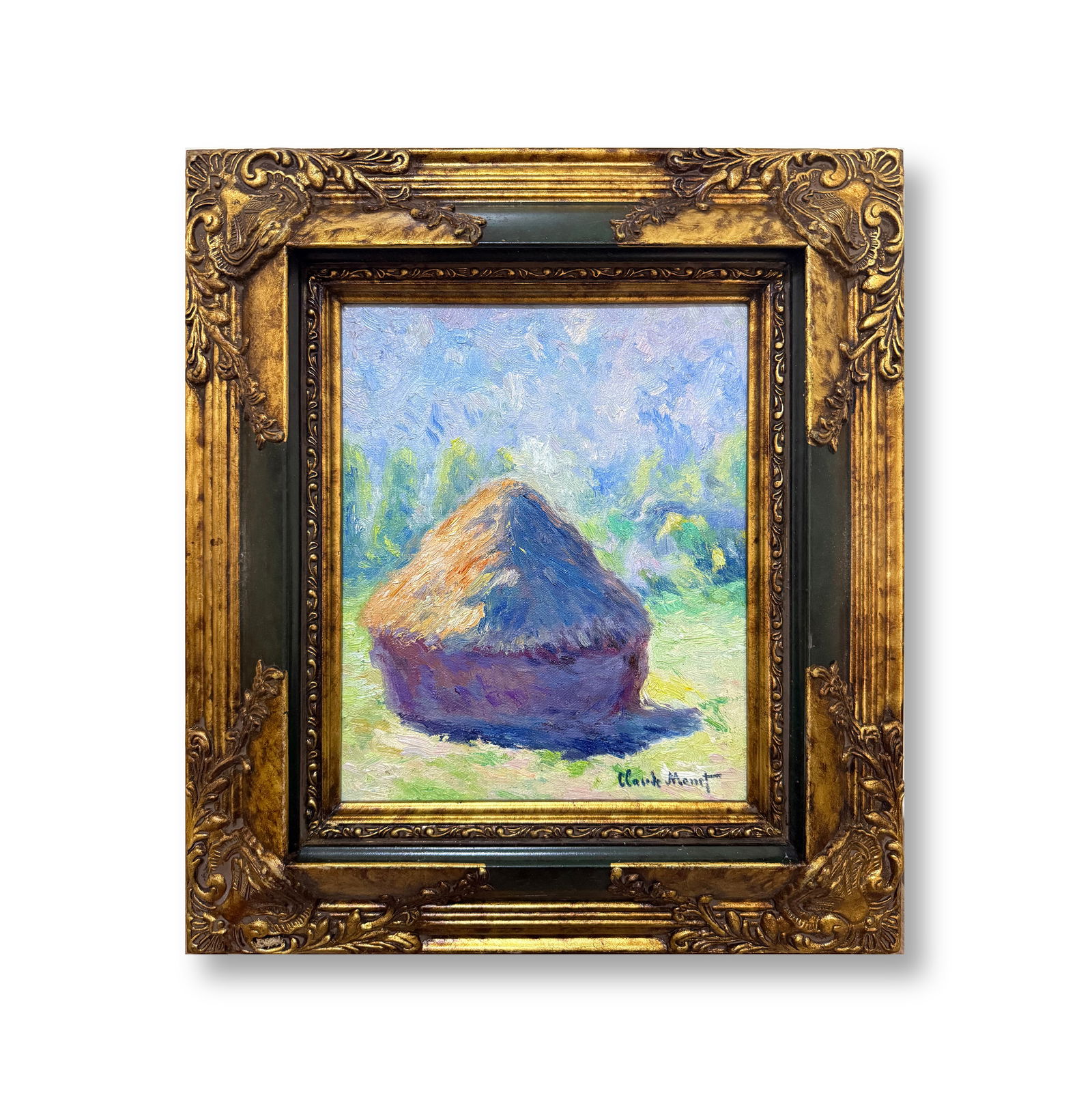 AN OIL PAINTING ON CANVAS WITH THE MARK OF CLAUDE MONET: AN OIL PAINTING ON CANVAS WITH THE MARK OF CLAUDE MONET 42.5*37CM