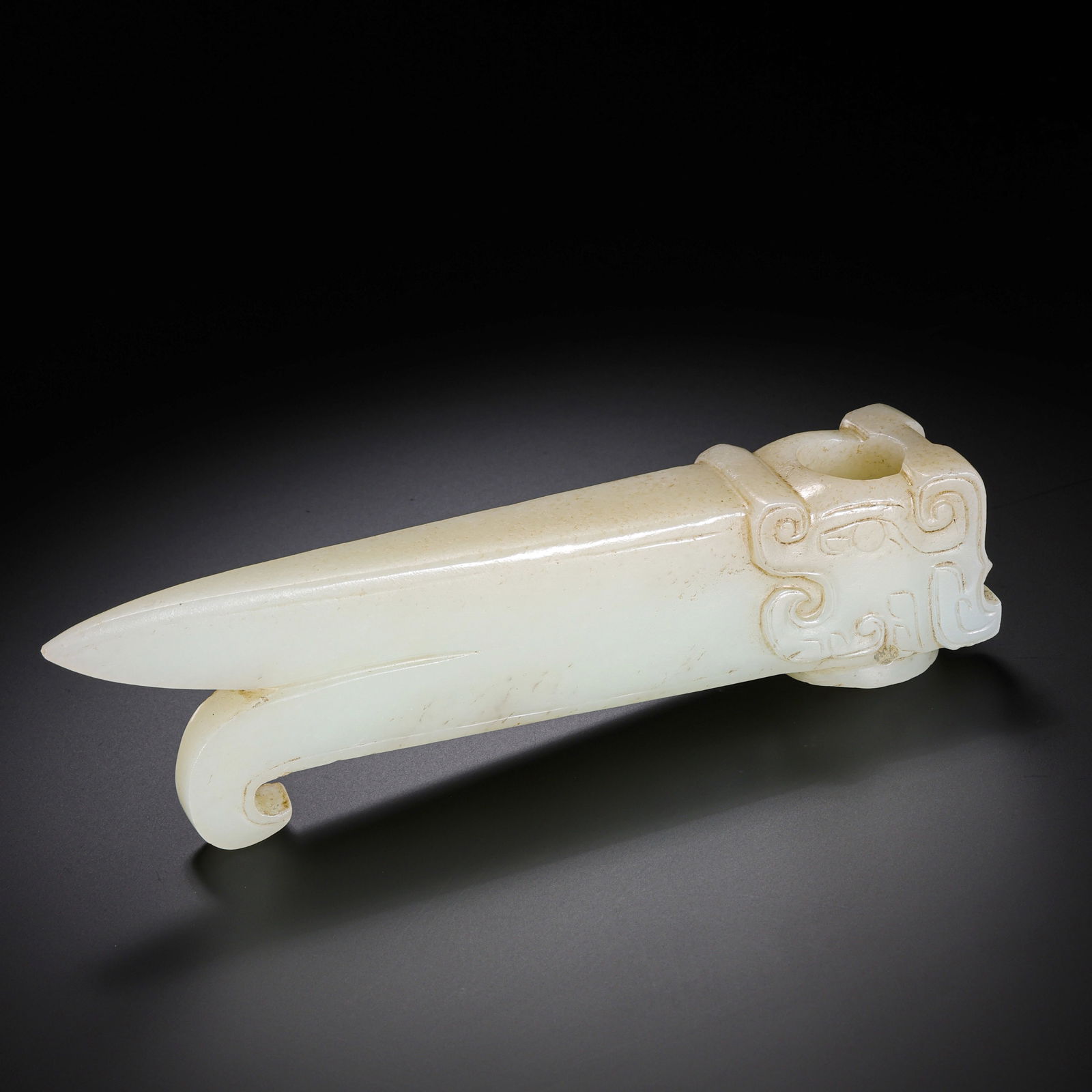 A WHITE JADE GE DAGGER-AXE - 5