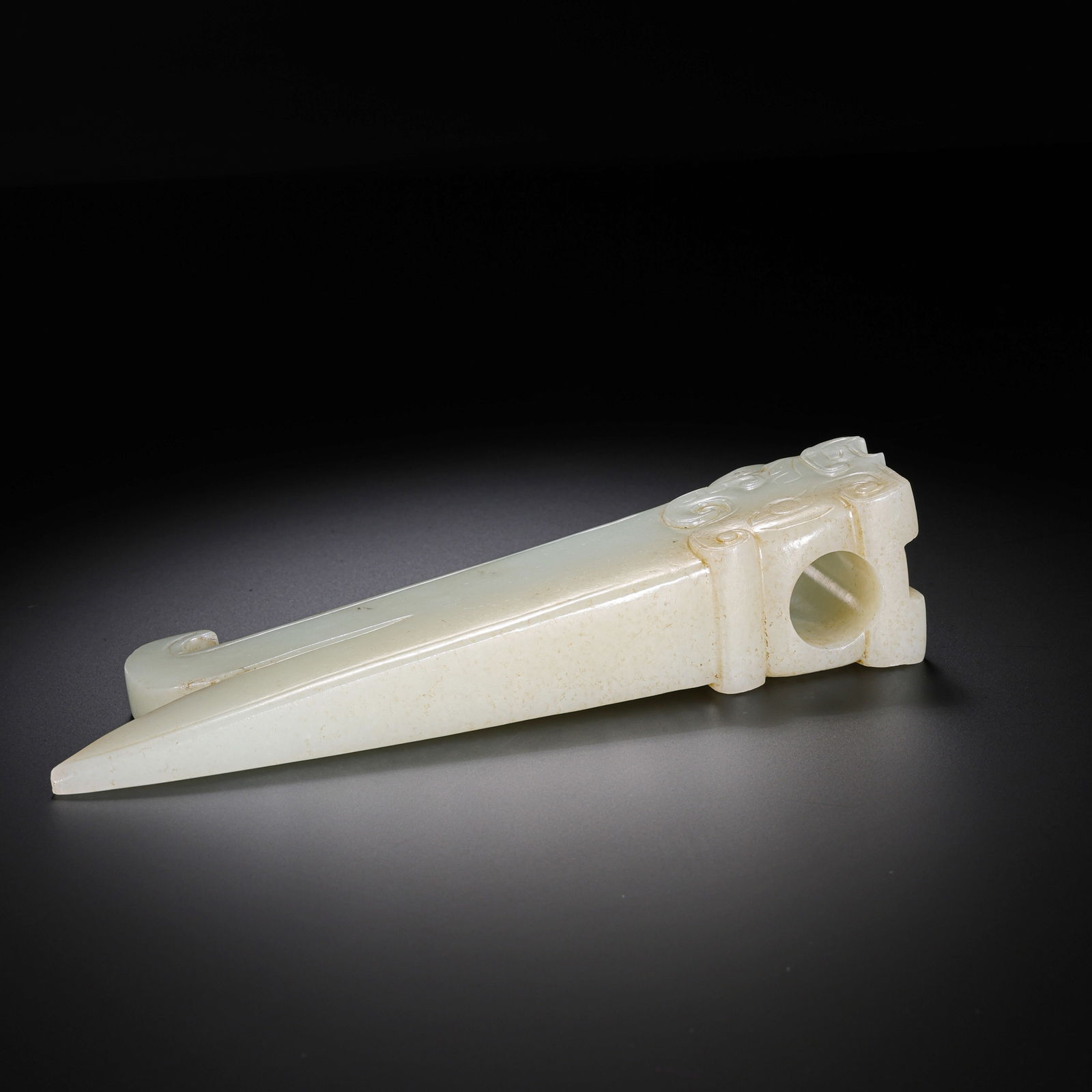 A WHITE JADE GE DAGGER-AXE - 6