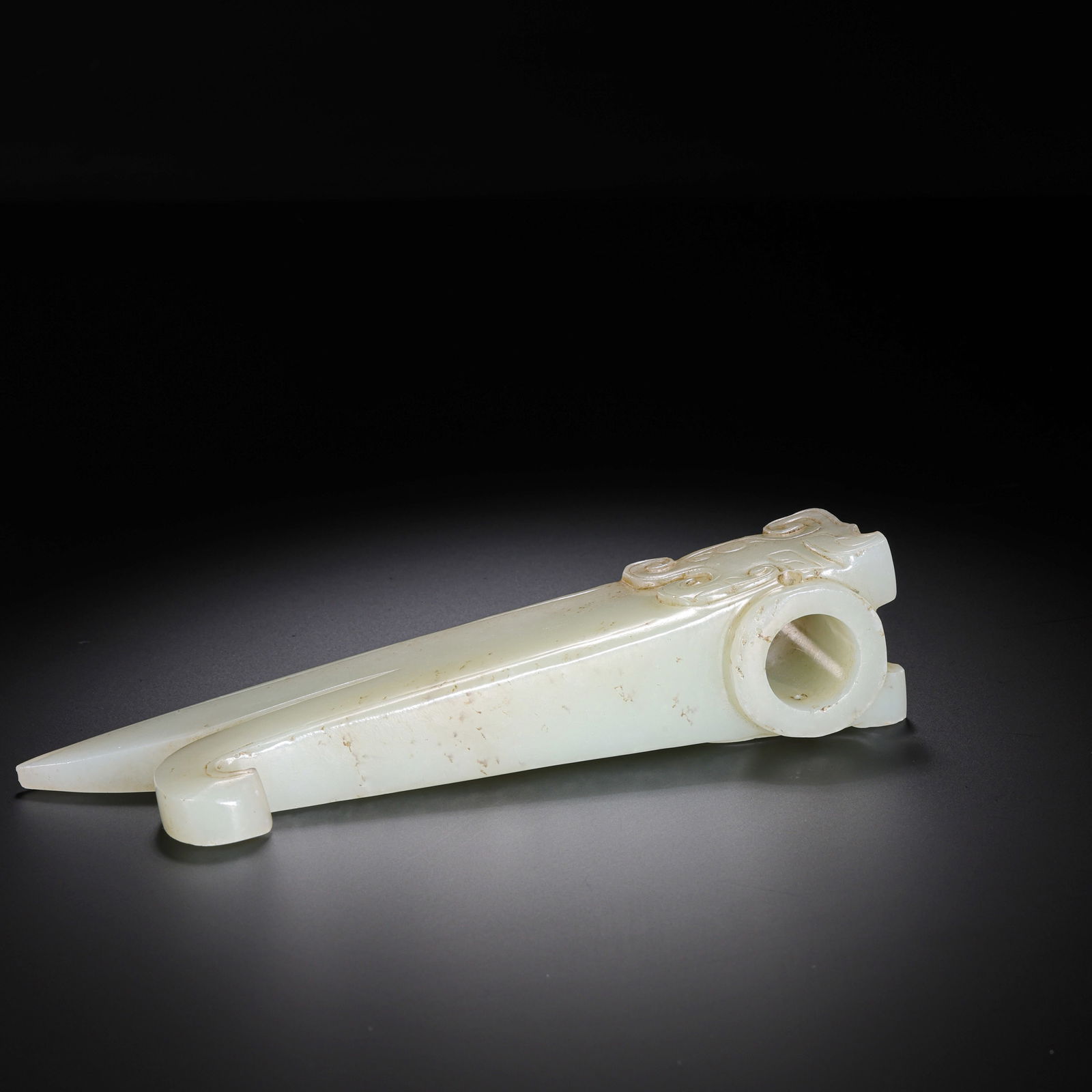 A WHITE JADE GE DAGGER-AXE - 7