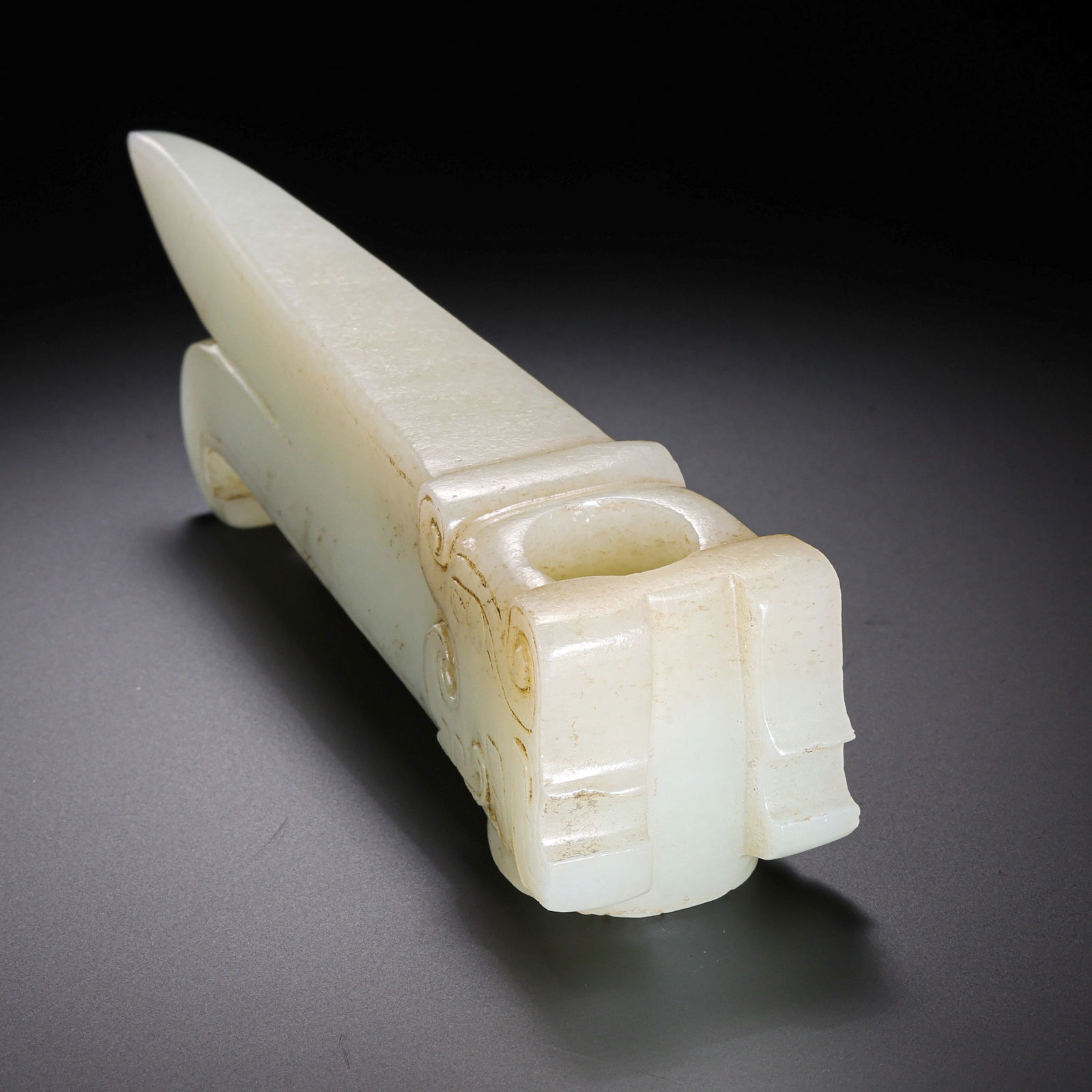 A WHITE JADE GE DAGGER-AXE - 8