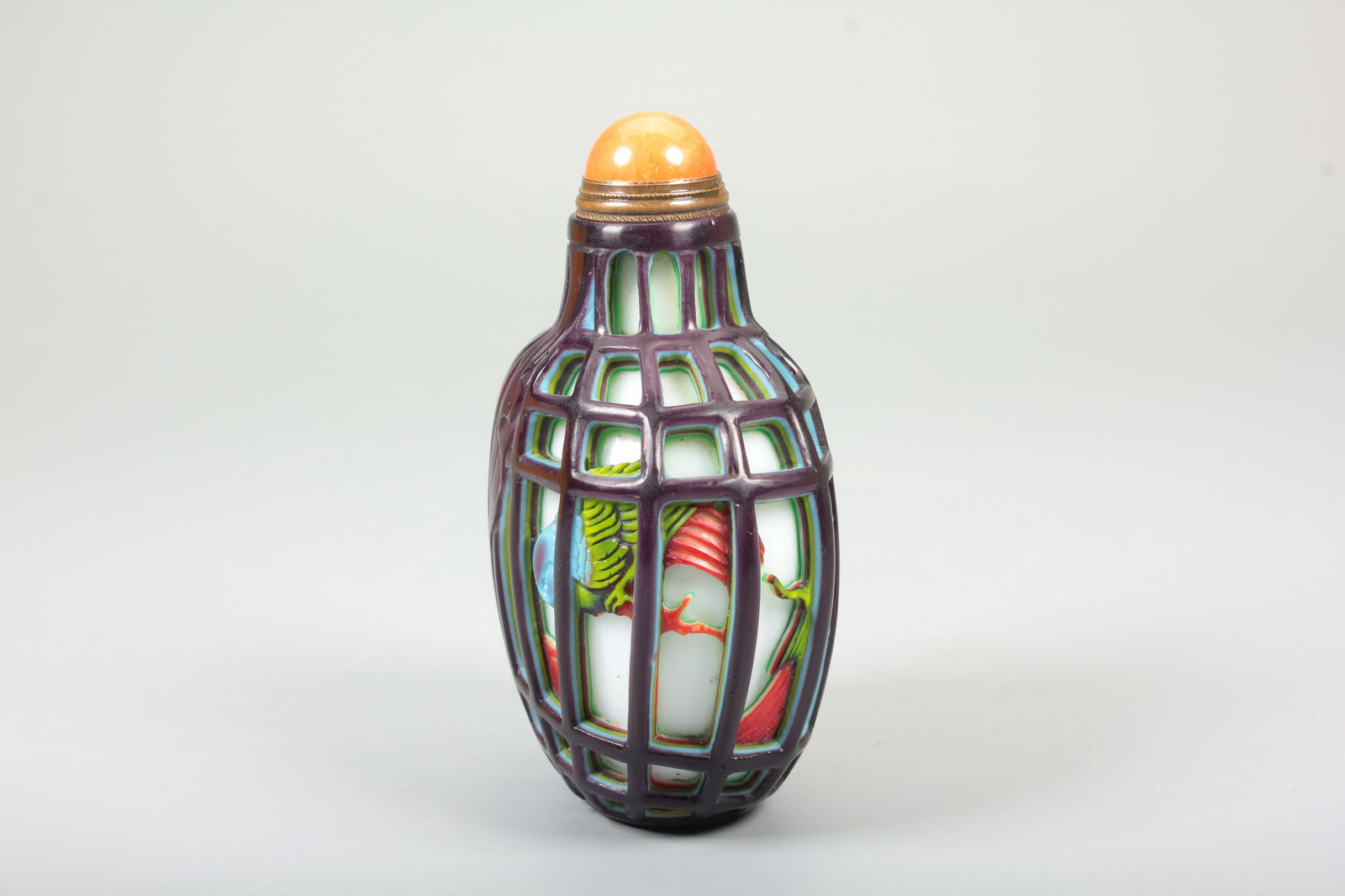 AN OVERLAY CAGE BIRD SNUFF BOTTLE - 5