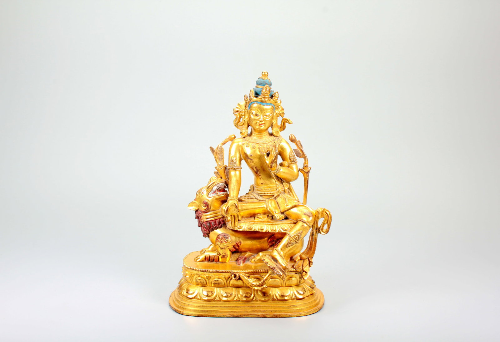 A COPPER MANJUSHRI BODHISATTVA STATUE: A COPPER MANJUSHRI BODHISATTVA STATUE H:21CM,W:16CM