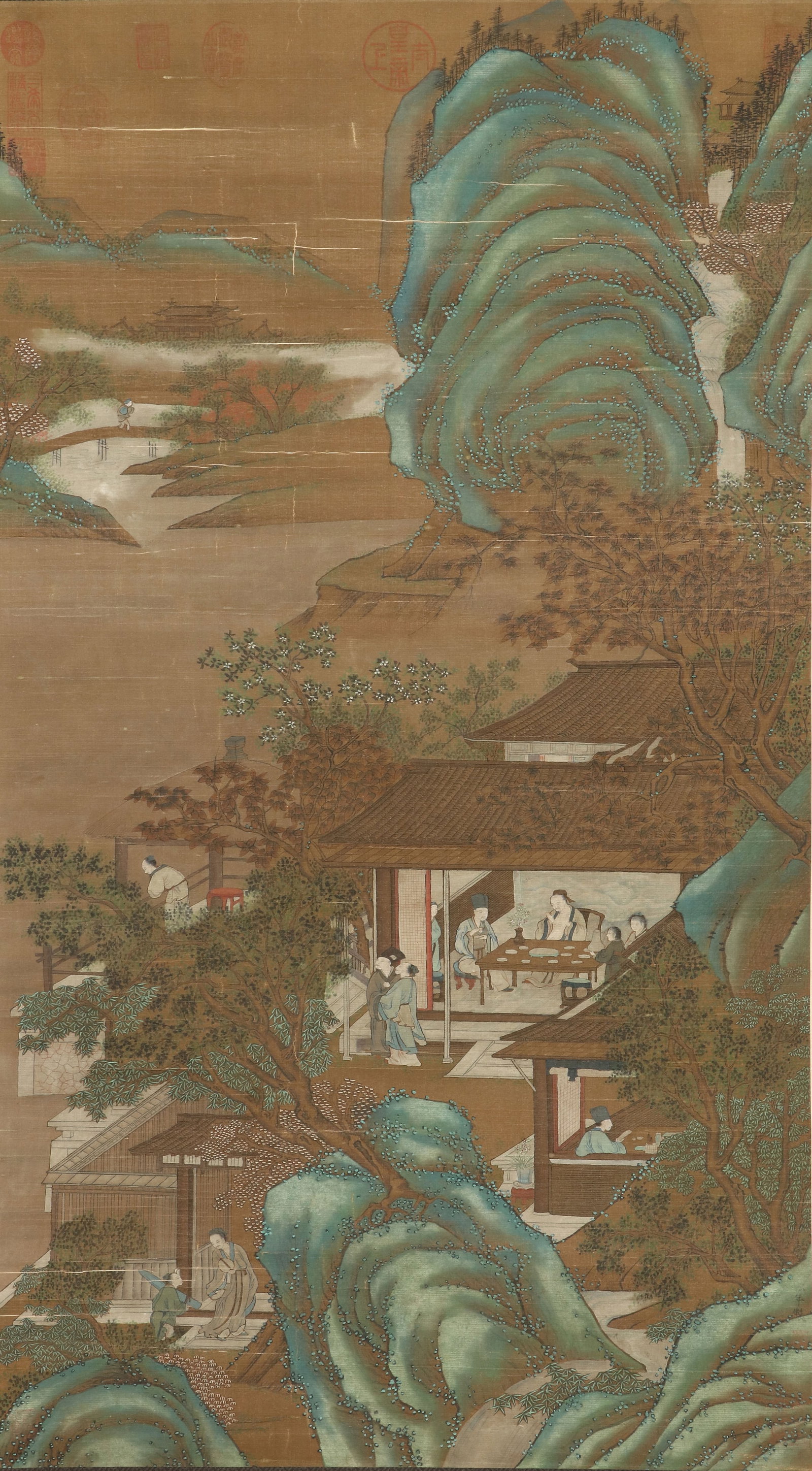 A CHINESE HAND PAINTING WITH THE MARK OF LIU SONGNIAN: A CHINESE HAND PAINTING WITH THE MARK OF LIU SONGNIAN 93*53CM