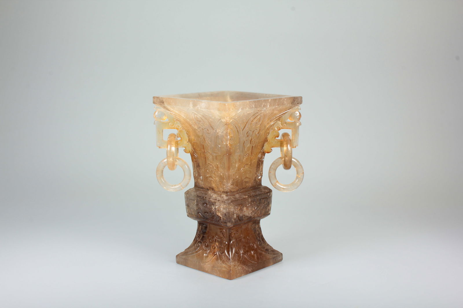 A CRYSTAL BEAST PATTERN DOUBLE RING EAR SQUARE ZUN - 2