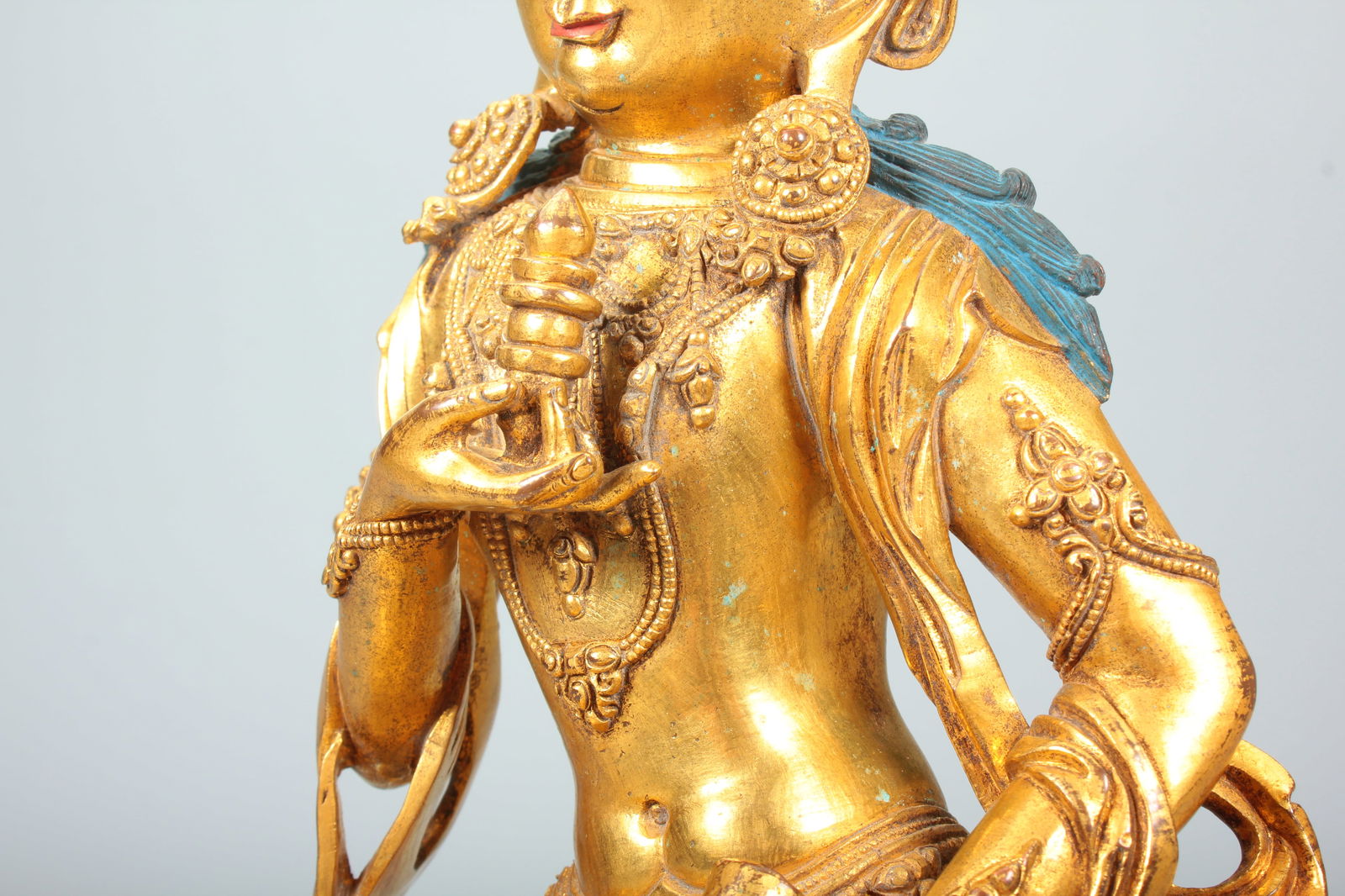 A COPPER GILT VAJRASATTVA STATUE - 9