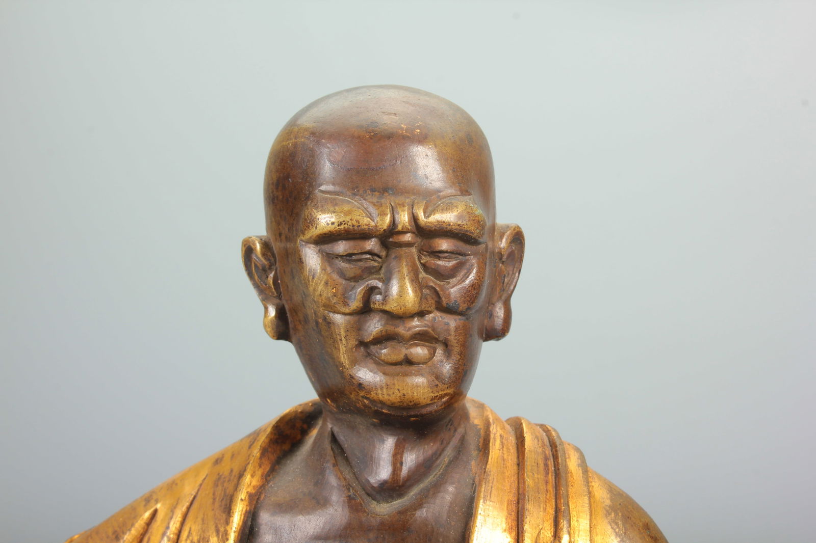 A COPPER GILT MEDITATING ARHAT STATUE - 2