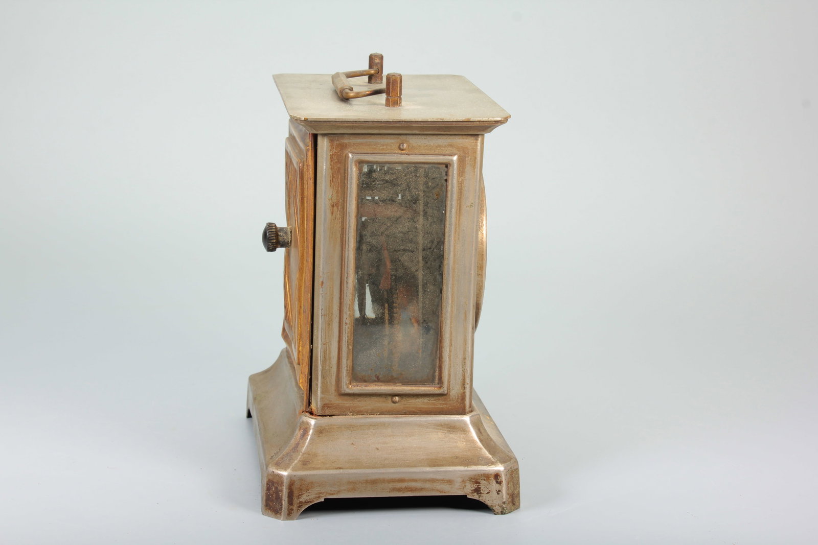 A COPPER DESK CLOCK - 9