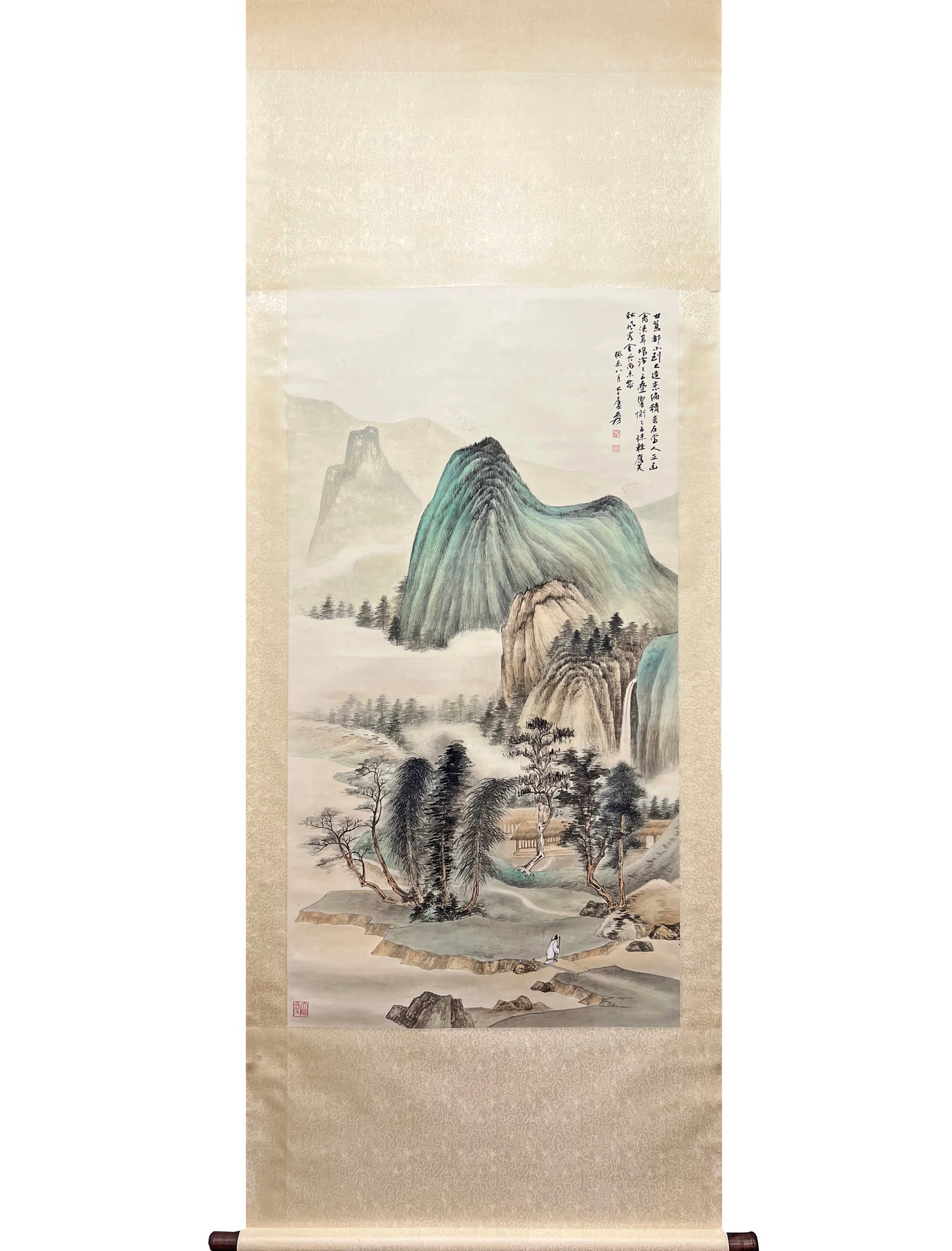 A CHINESE HAND PAINTING WITH THE MARK OF ZHANG DAQIAN (1 of 8)