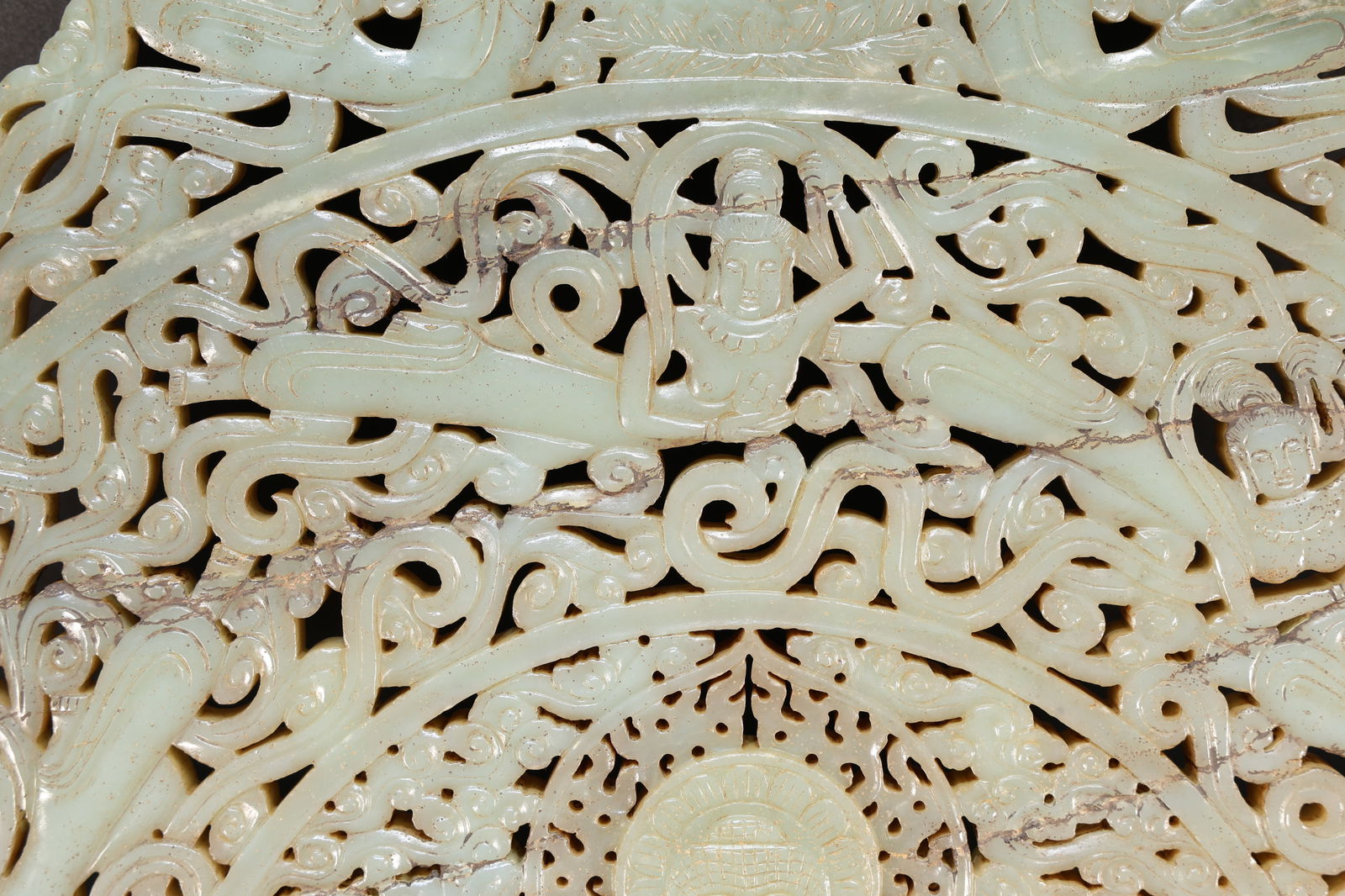 Jade Carved Flower and Buddha Pattern Bi - 10