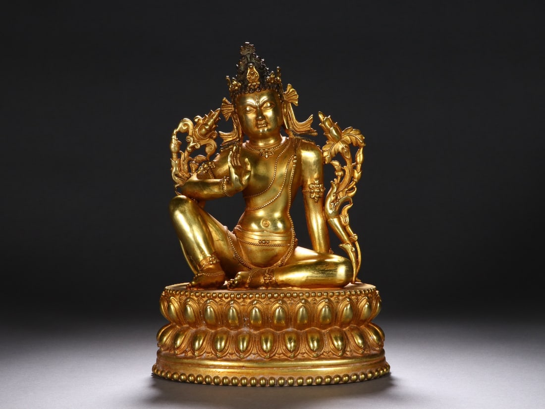 Gilt Bronze White Tara Figure: Gilt Bronze White Tara Figure (25.5 x 17cm)