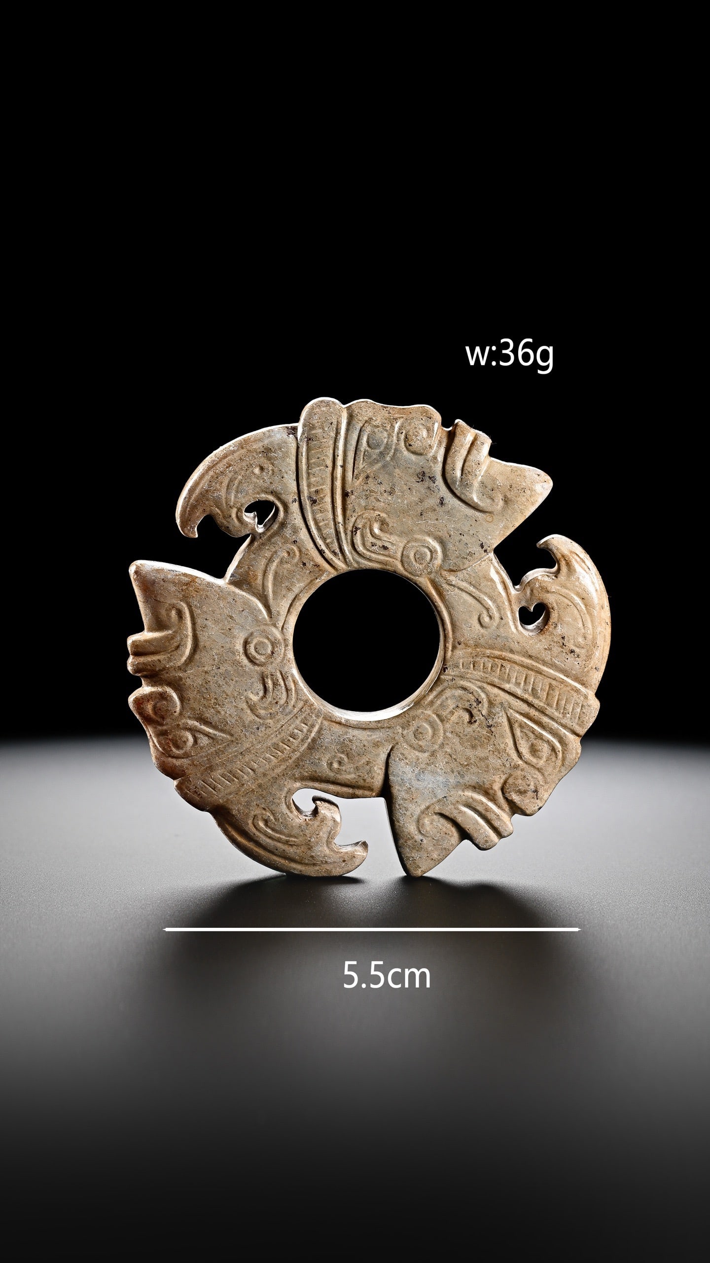 Jade Carved Character Face Pattern Bi: Jade Carved Character Face Pattern Bi (5.5cm)