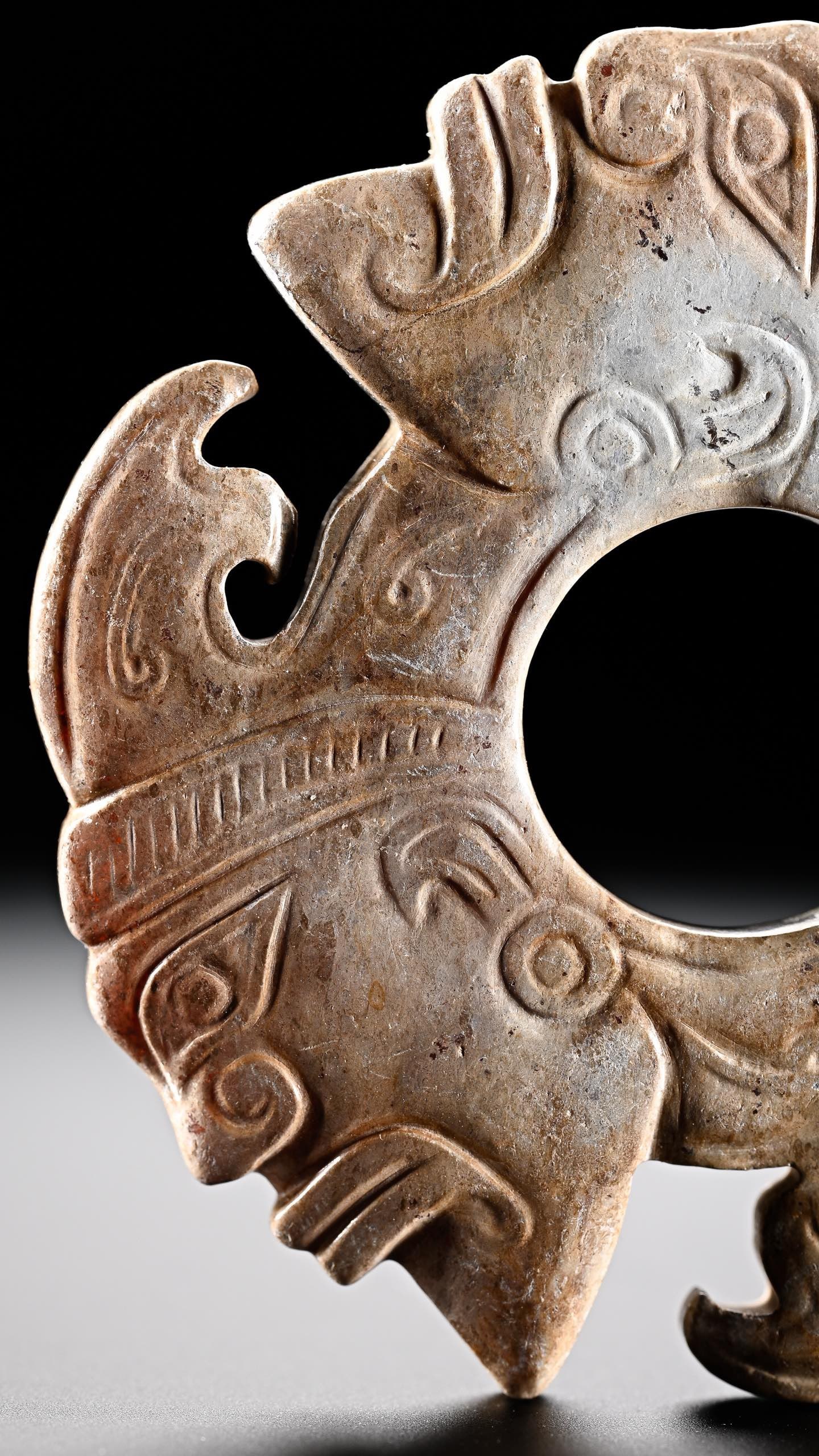 Jade Carved Character Face Pattern Bi - 4