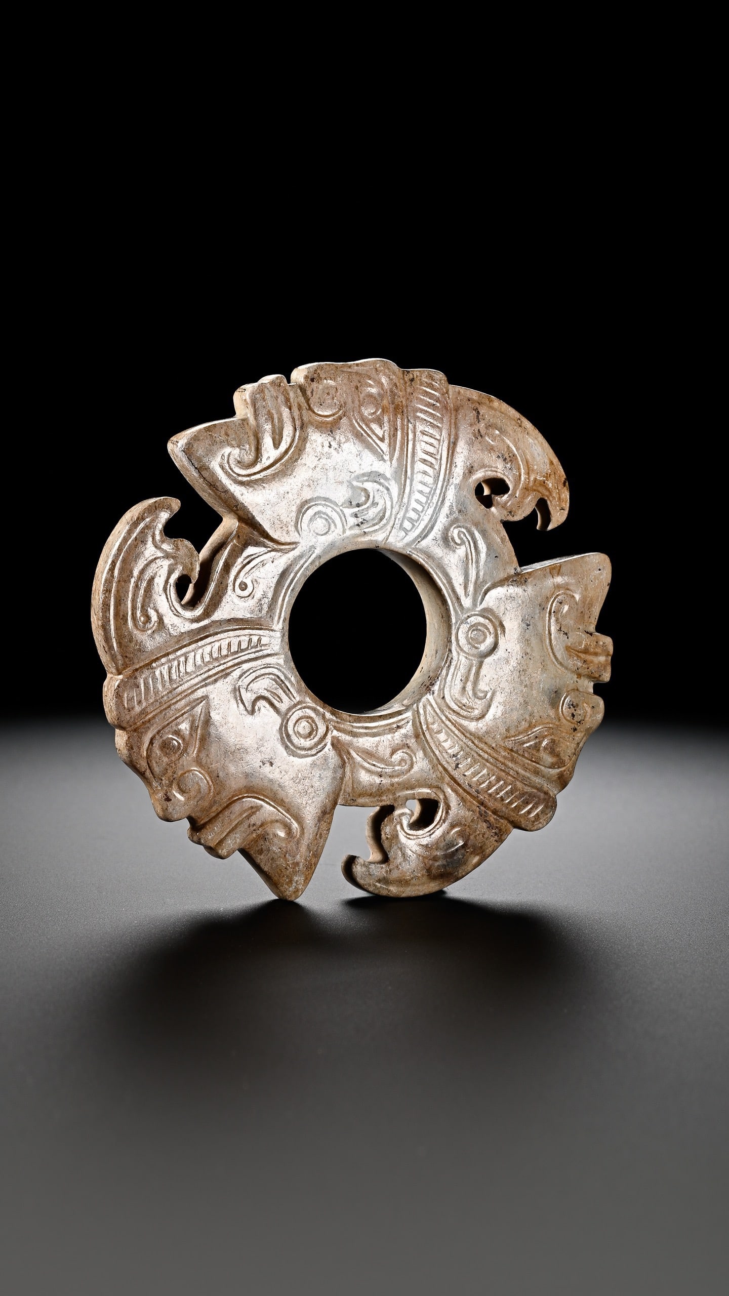 Jade Carved Character Face Pattern Bi - 6