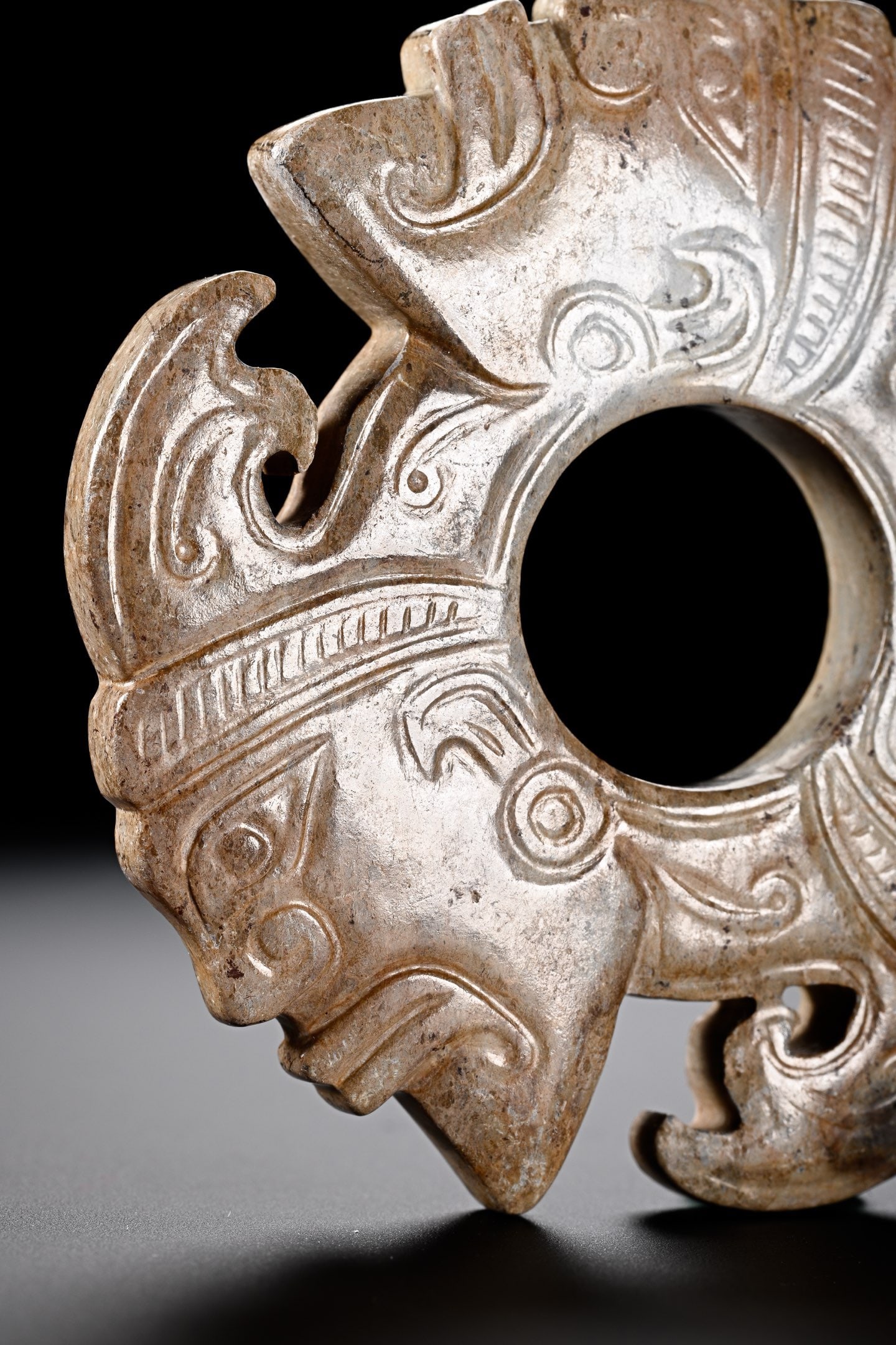 Jade Carved Character Face Pattern Bi - 9