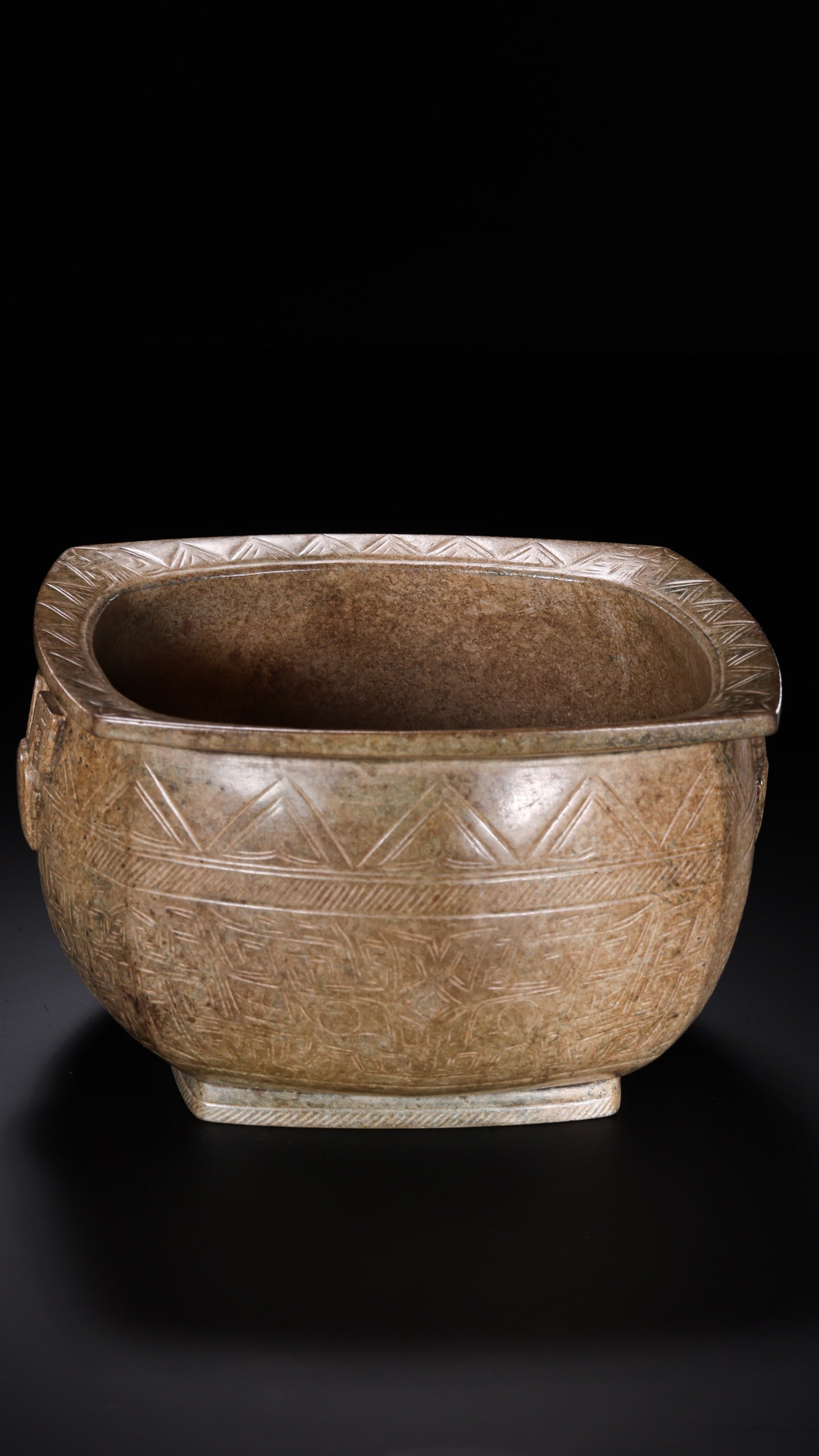 Jade Carved Beast Face Pattern Pot - 6