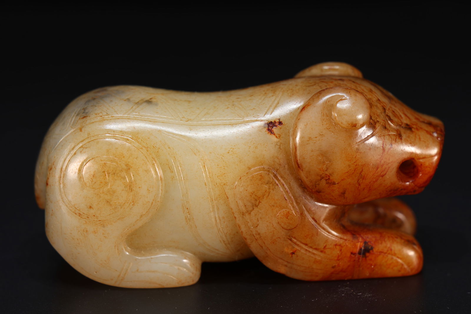 Jade Carved Beast Face Pattern Beast Shape Ornament - 3