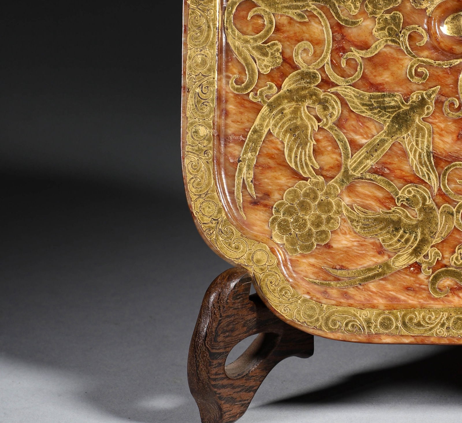 Jade Gold Drawing Flower and Bird Pattern Mirror - 3