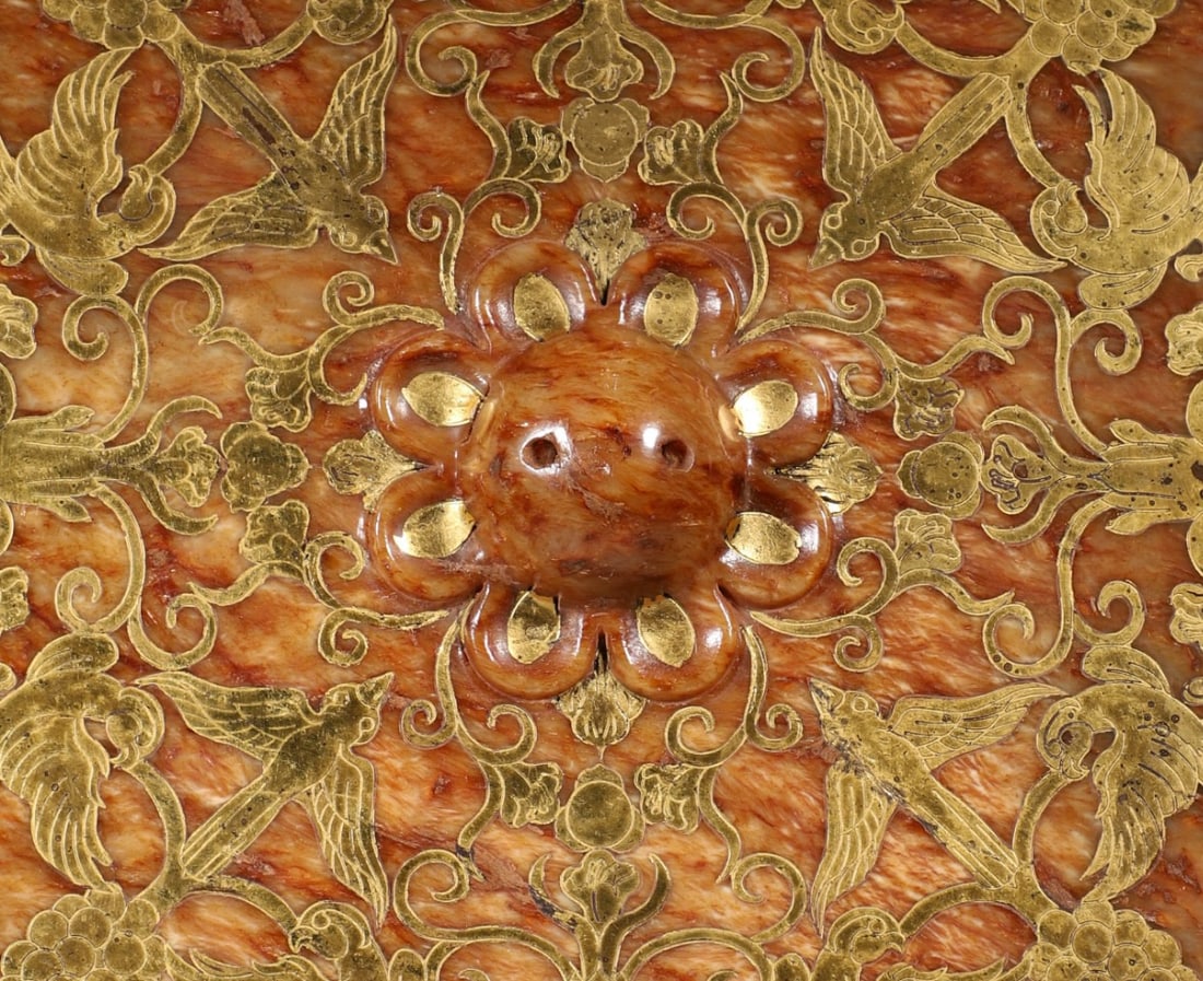 Jade Gold Drawing Flower and Bird Pattern Mirror - 5