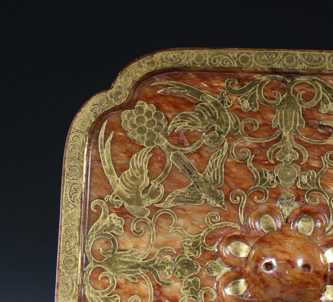 Jade Gold Drawing Flower and Bird Pattern Mirror - 8